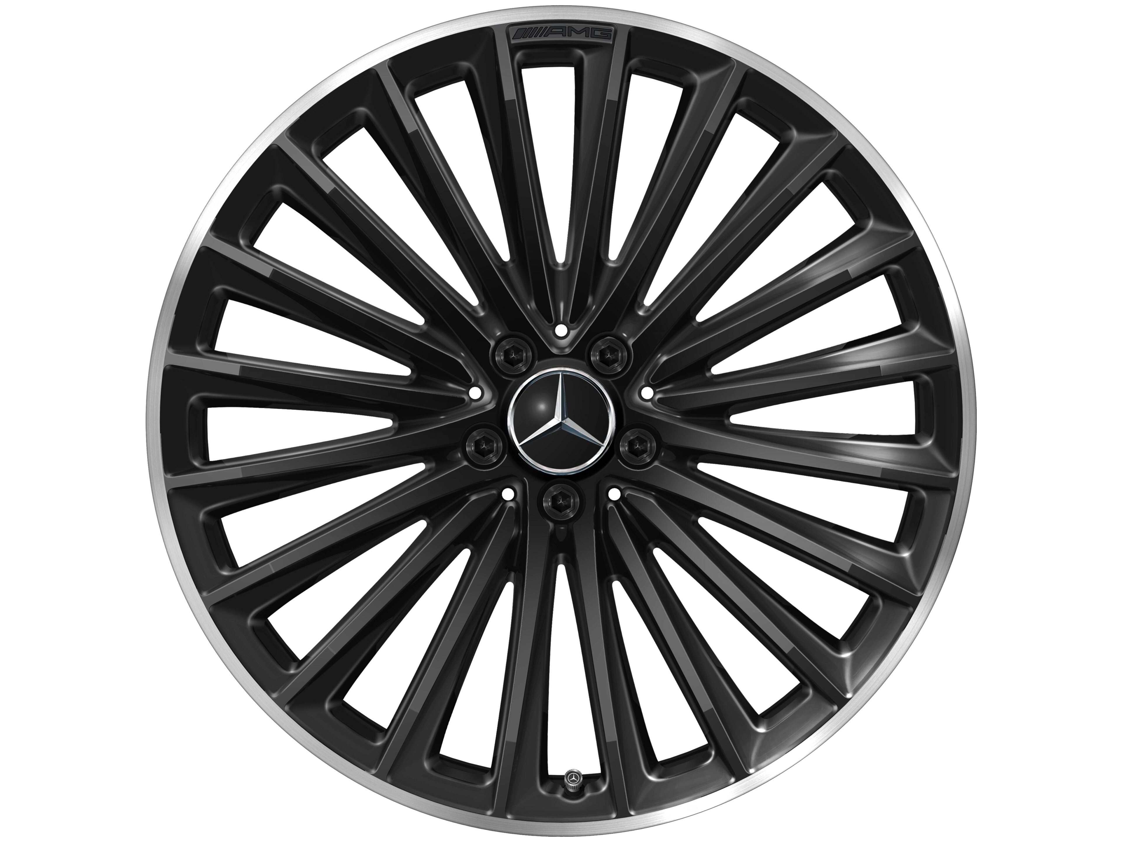 AMG multi-spoke wheel, 53.3 cm (21-inch), High-sheen rim flange - 10 J x 21 ET 66, black, high-sheen rim flange