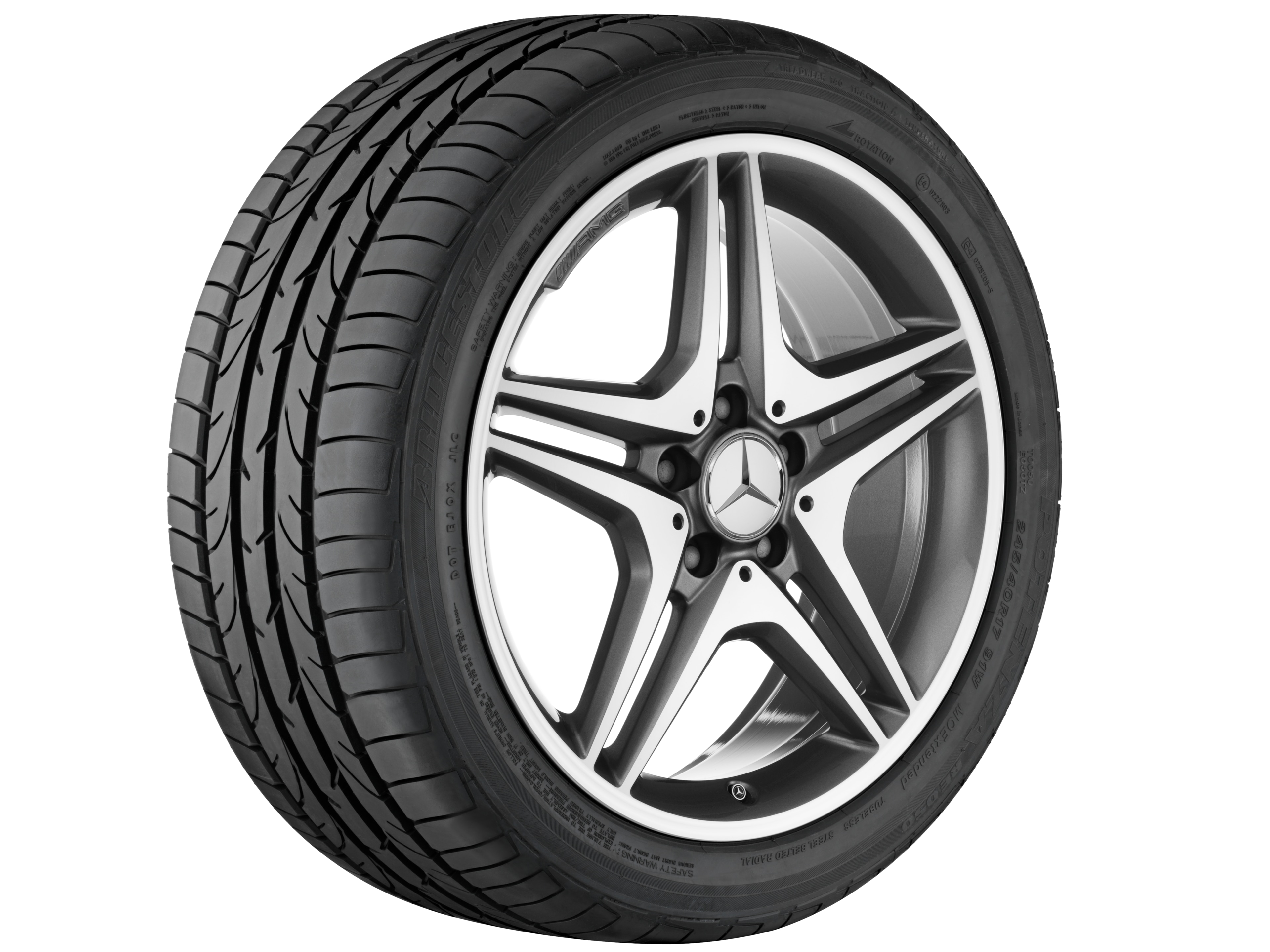 AMG 5-twin-spoke wheel, 45.7 cm (18-inch) - 7,5 J x 18 ET 52, titanium grey, high-sheen