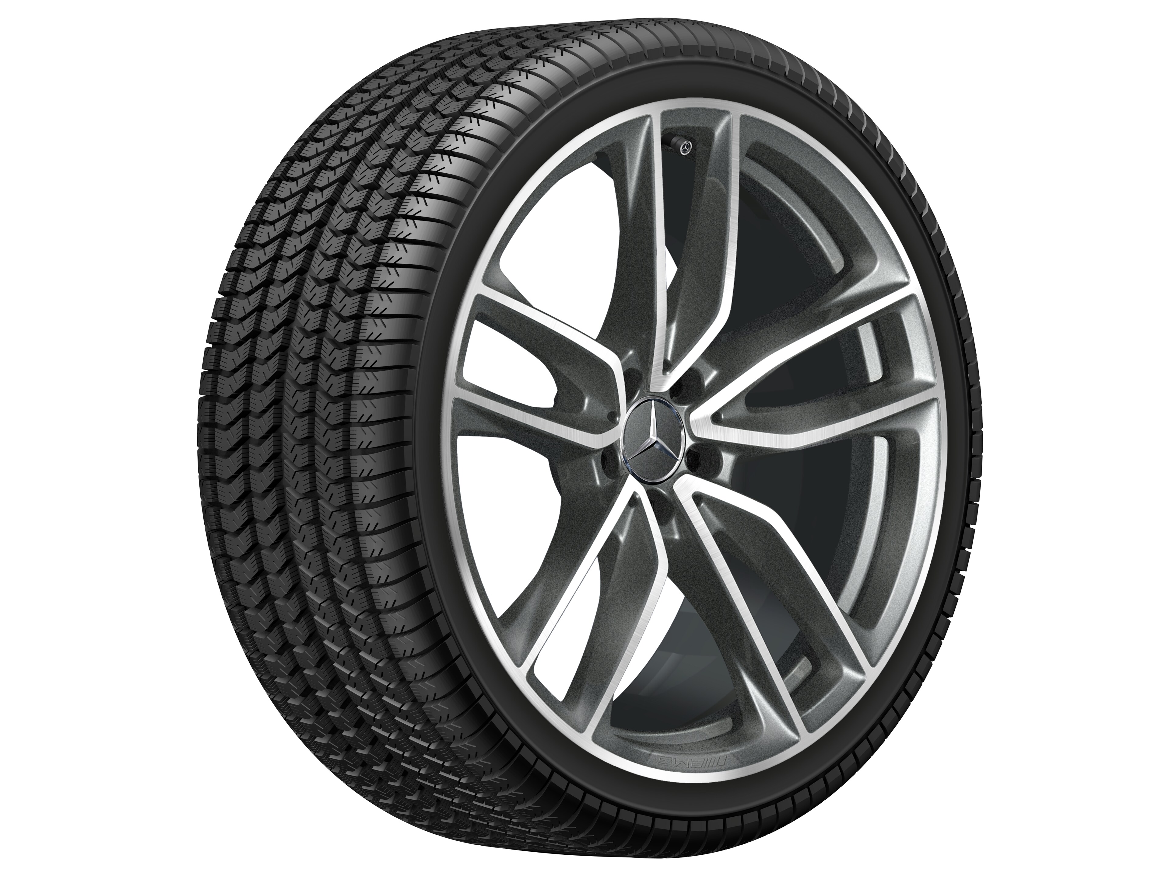 AMG 5-twin-spoke wheel, 53.3 cm (21-inch) - 10 J x 21 ET 28, titanium grey, high-sheen
