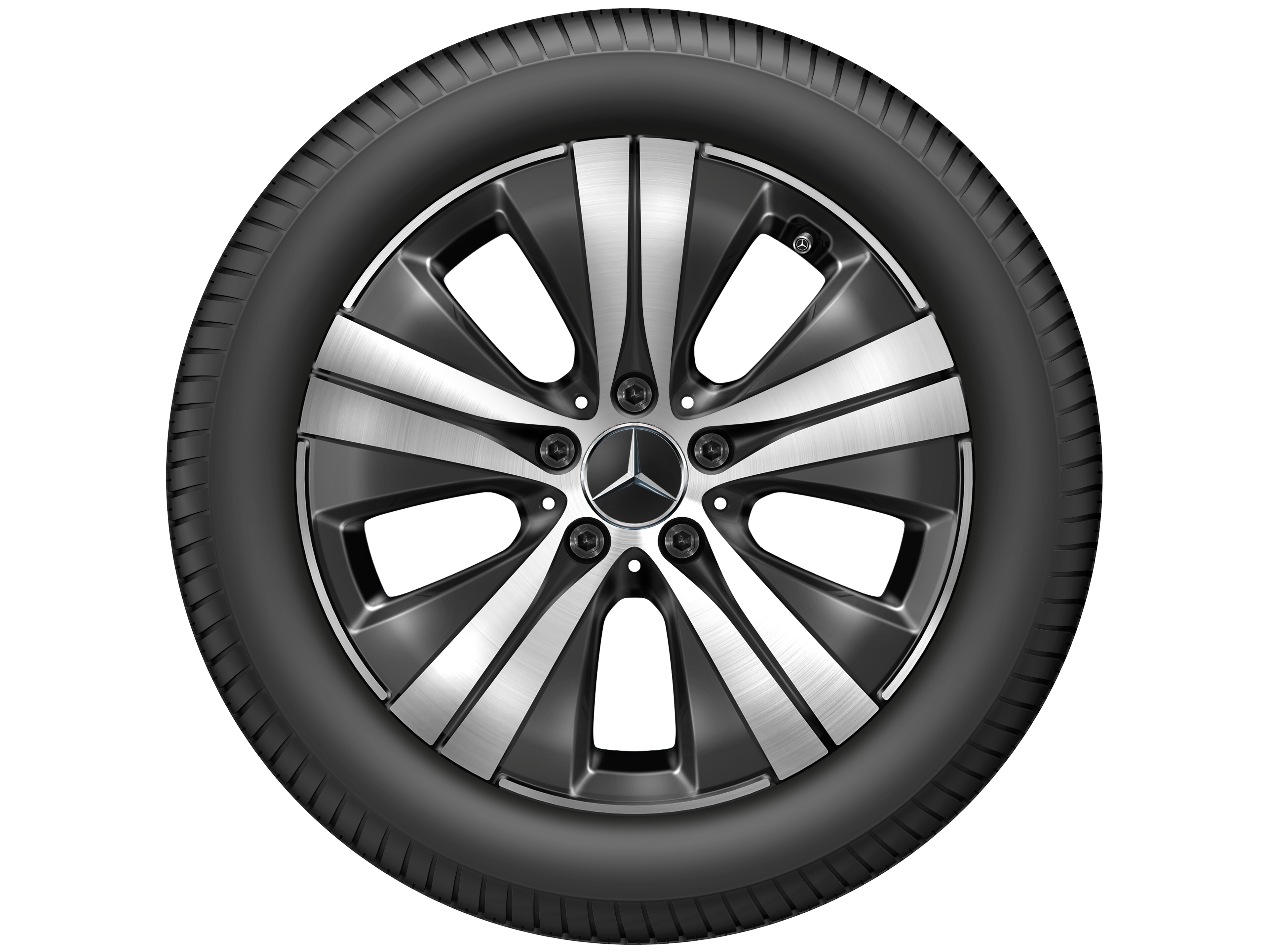 5-twin-spoke wheel, Aero, 43.2 cm (17-inch) - 8 J x 17 ET 49,5, black, high-sheen