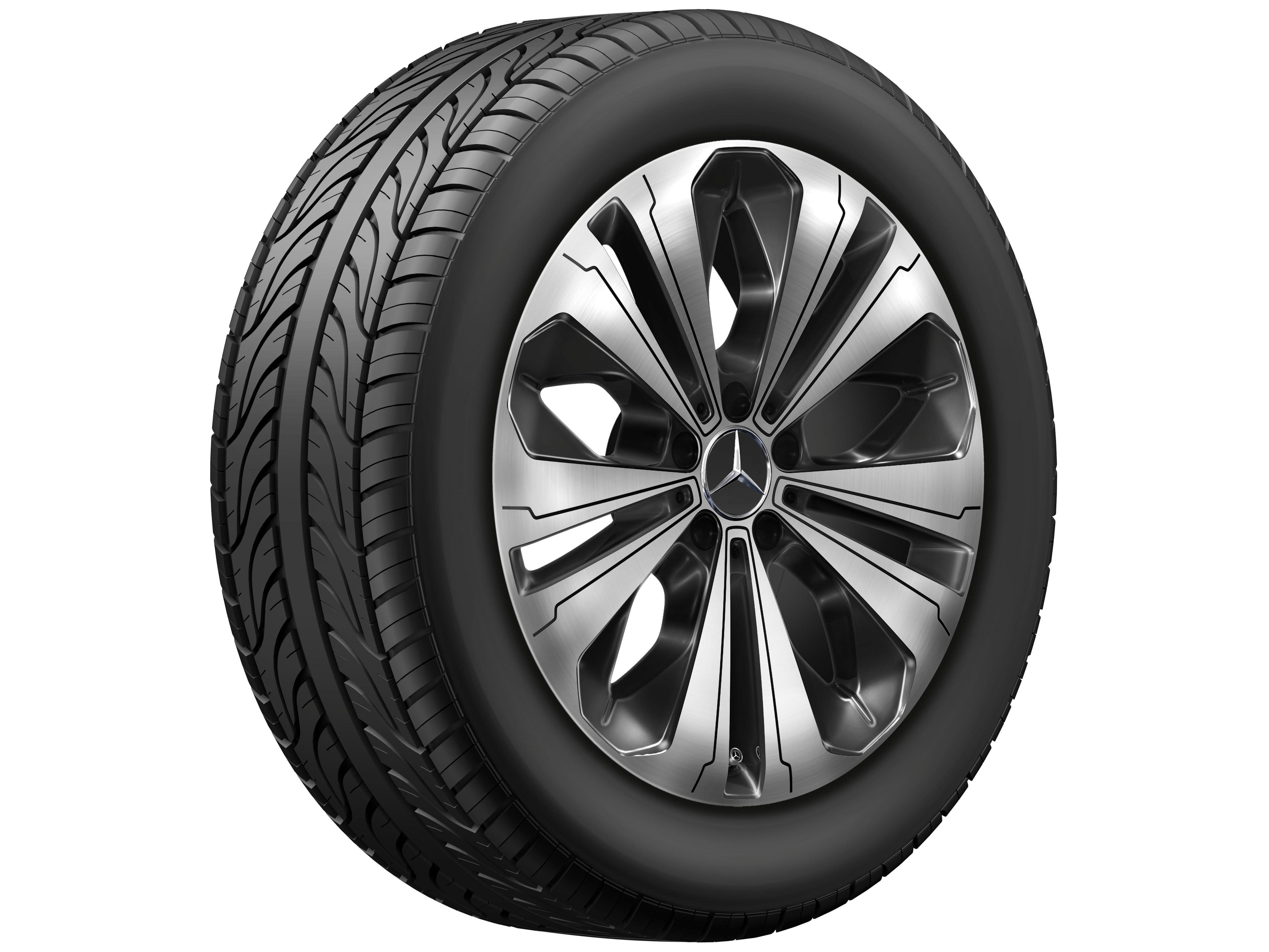 5-twin-spoke wheel, Aero, 48.3 cm (19-inch) - 7,5 J x 19 ET 32, black, high-sheen