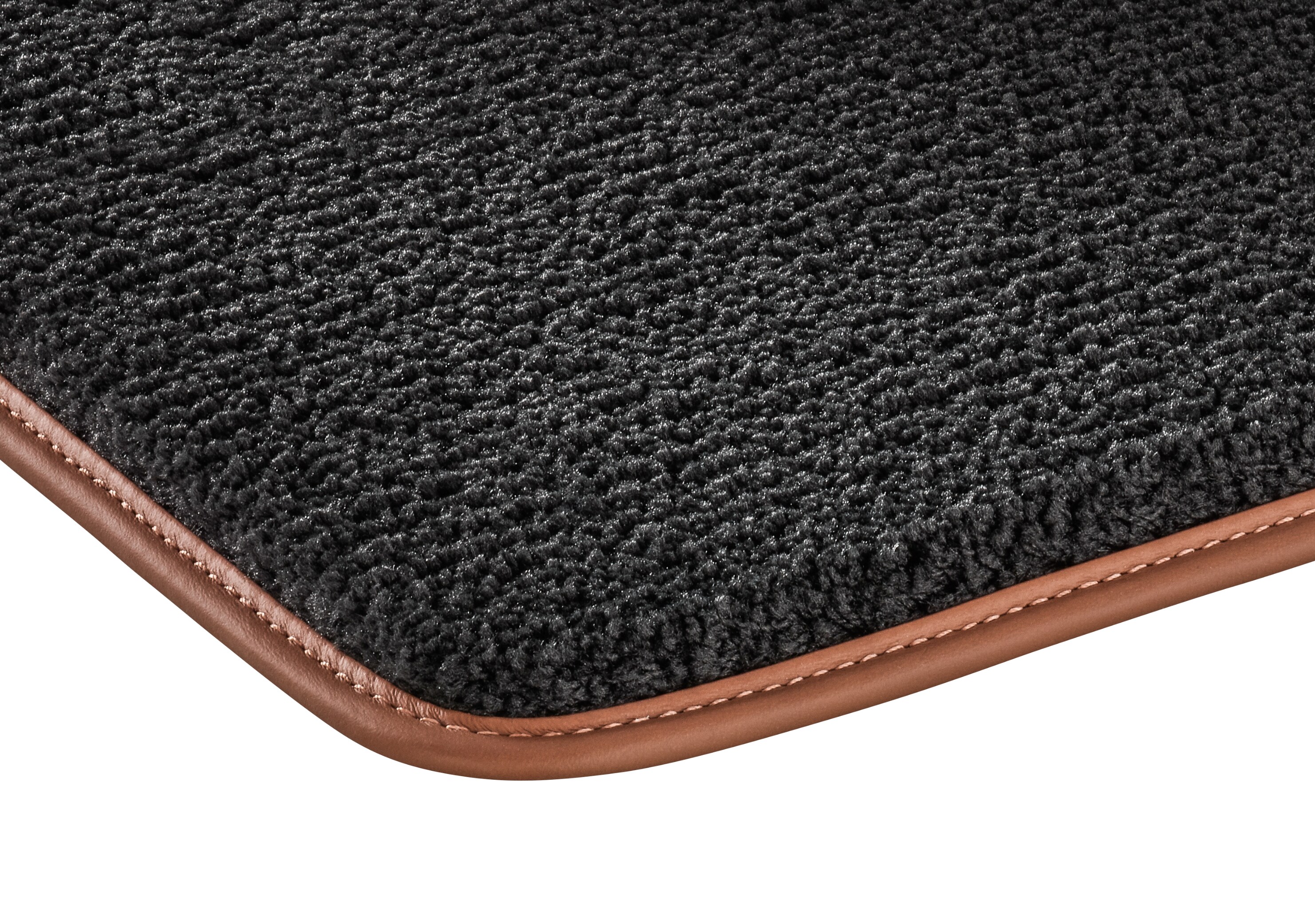Velour floor mats EXCLUSIVE, Rear, Set of 2 - LHD/RHD, black / saddle brown