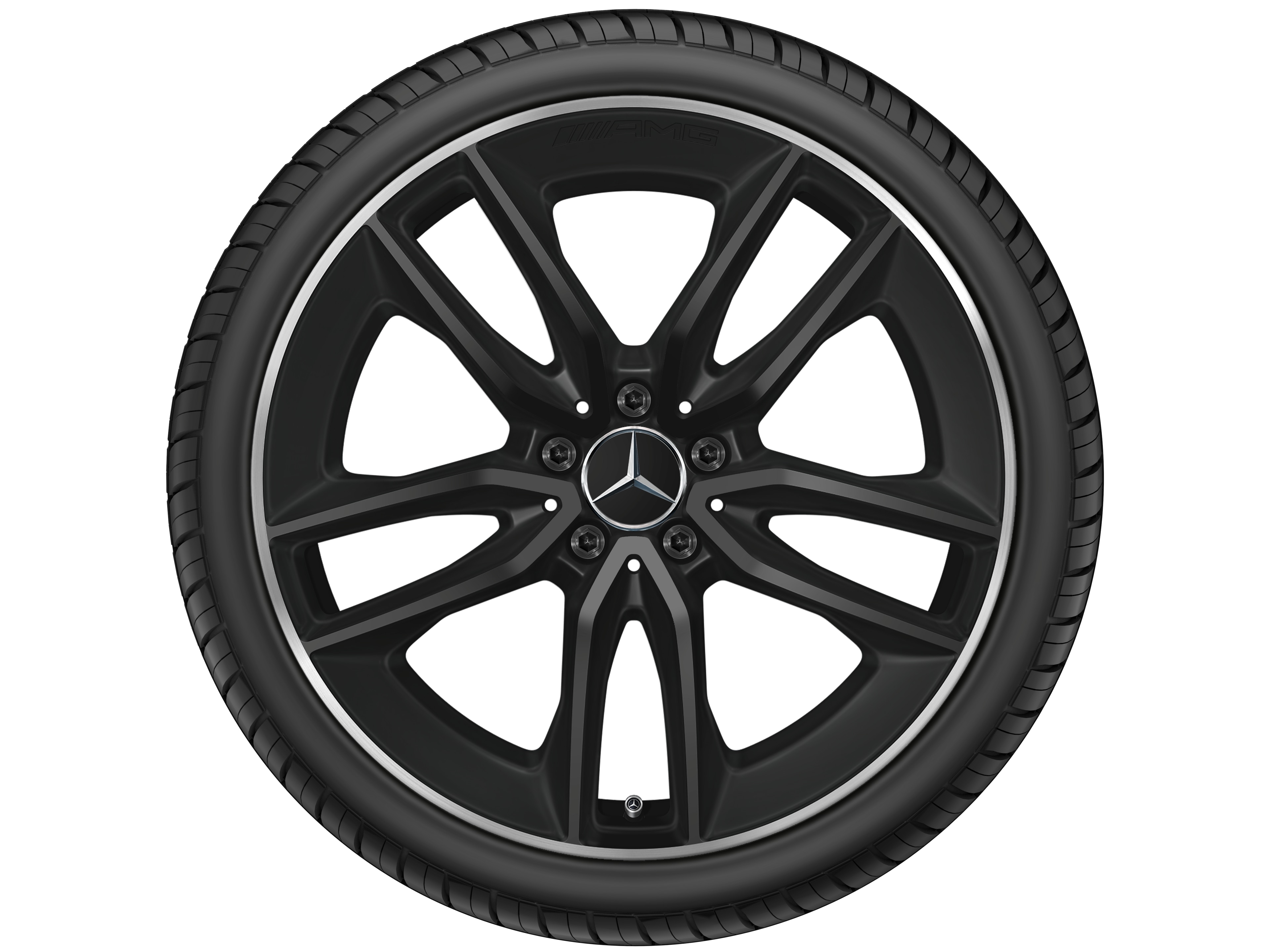 AMG 5-twin-spoke wheel, 50.8 cm (20-inch), High-sheen rim flange - 8 J x 20 ET 20, matt black, high-sheen rim flange