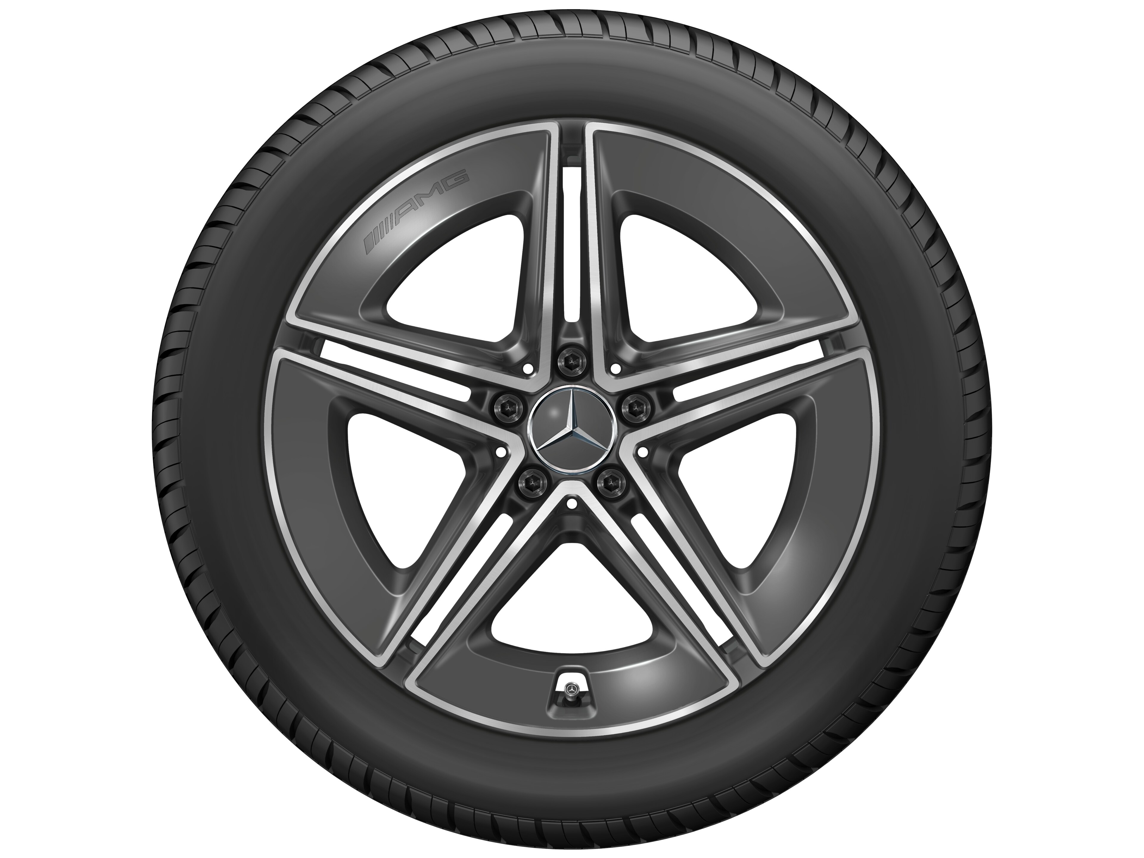 AMG light-alloy wheel, in 5-twin-spoke design, 48.3 cm (19-inch) - 9,5 J x 19 ET 22,1, tantalite grey, high-sheen