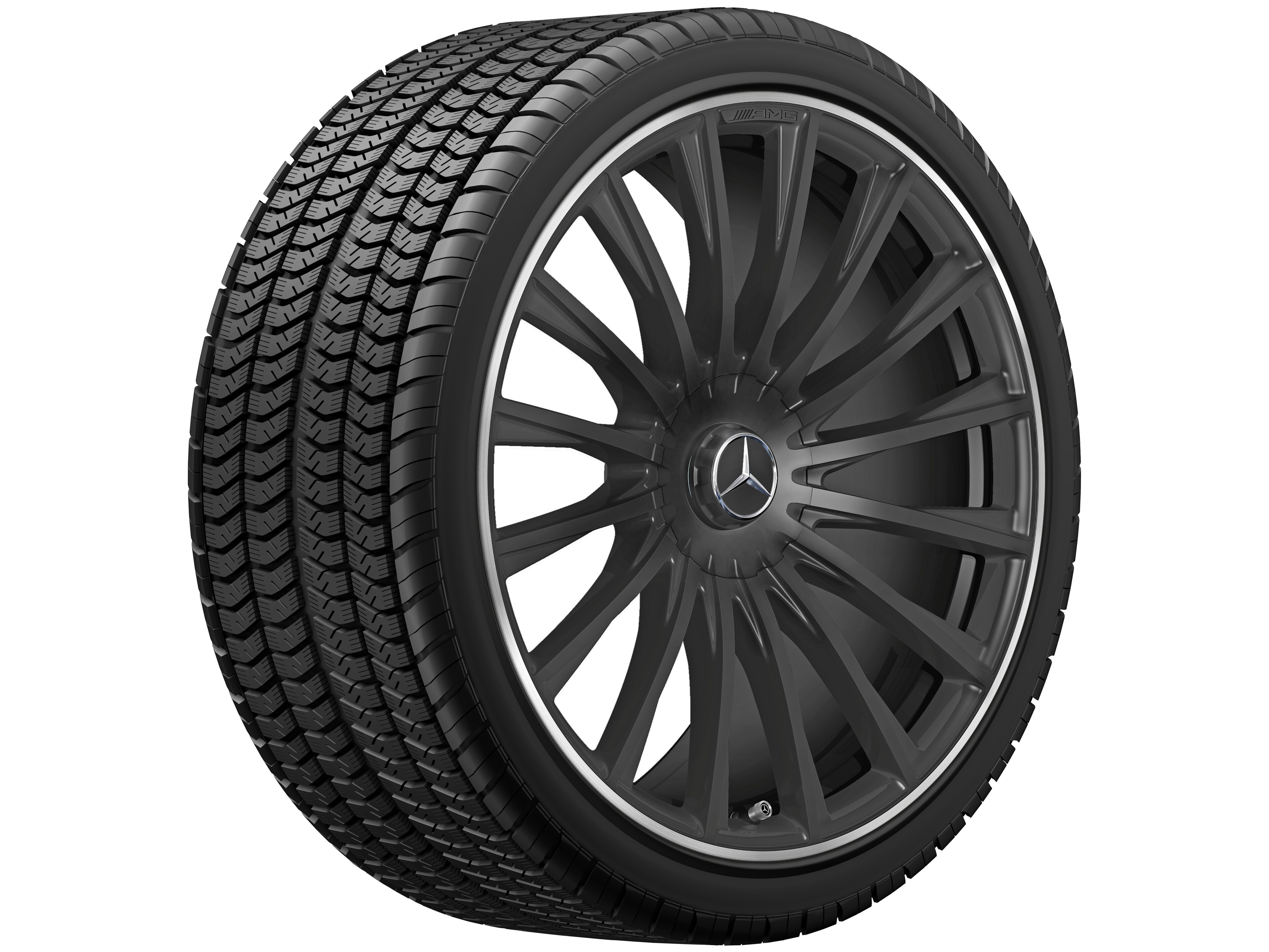 AMG multi-spoke forged wheel, 53.3 cm (21-inch), High-sheen rim flange - 9,5 J x 21 ET 33, matt black, high-sheen rim flange