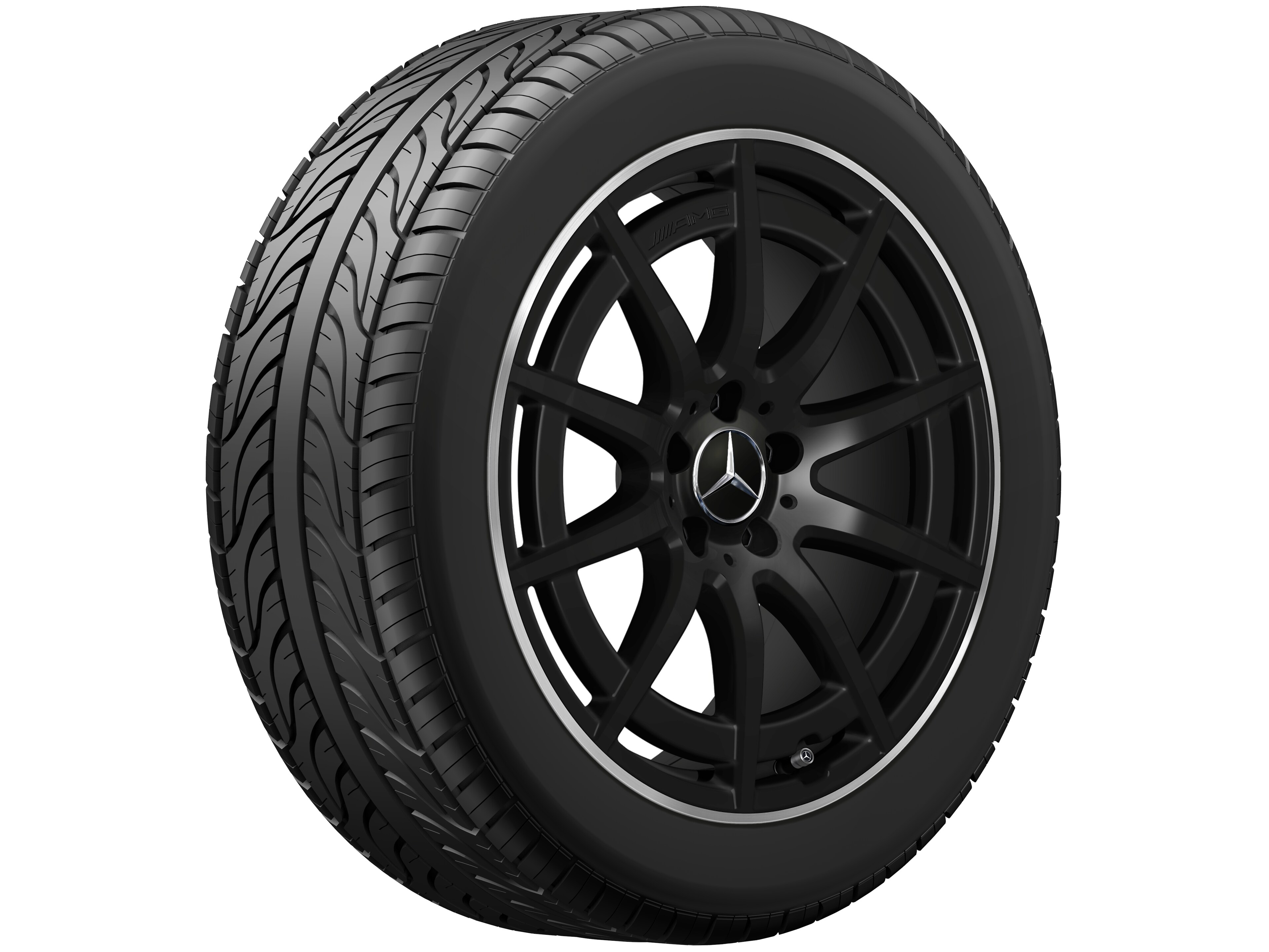 AMG 10-spoke wheel, 48.3 cm (19-inch), High-sheen rim flange - 8 J x 19 ET 49, matt black, high-sheen rim flange