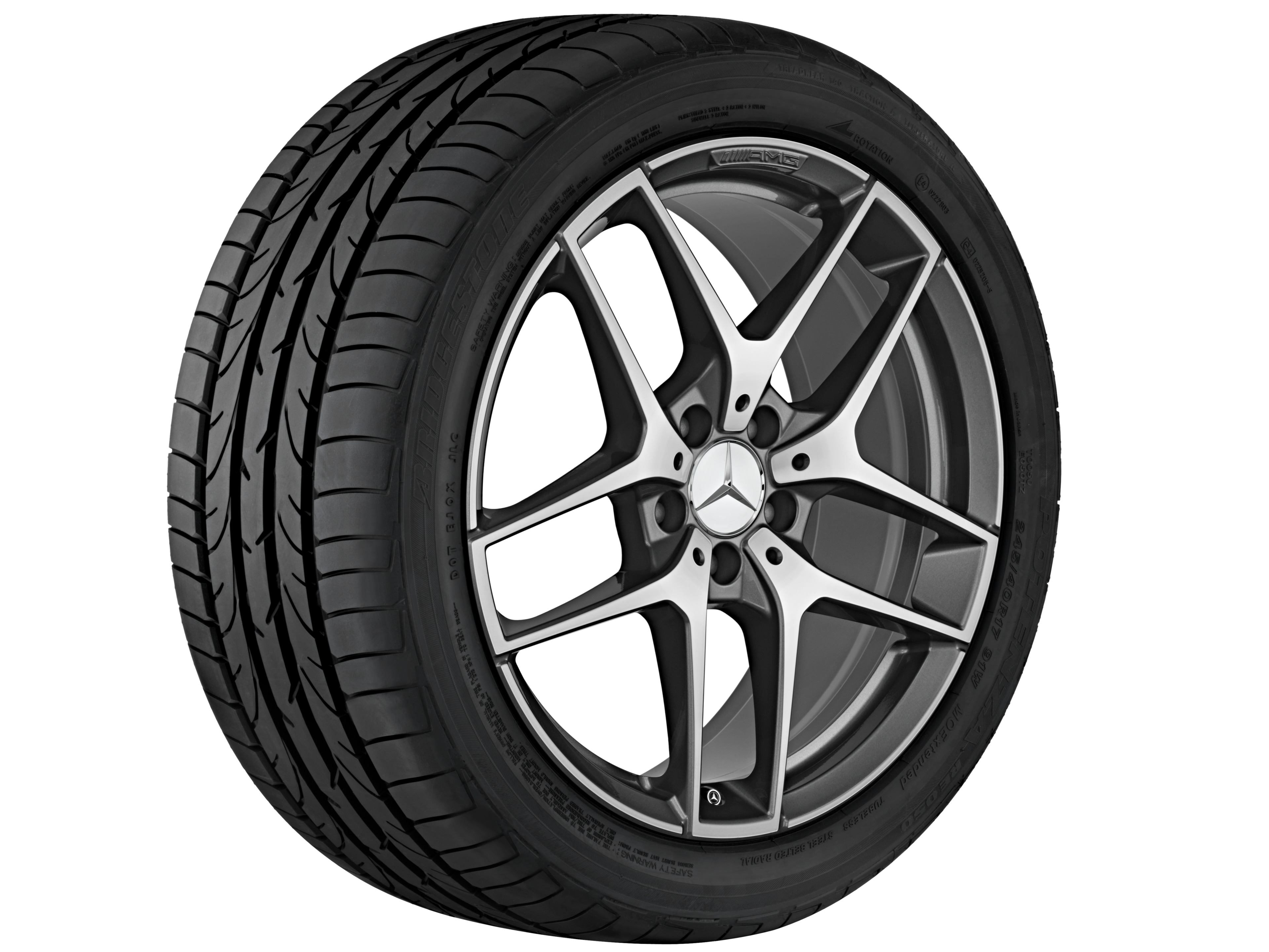 AMG 5-twin-spoke wheel, 48.3 cm (19-inch) - 8 J x 19 ET 43,7, titanium grey, high-sheen
