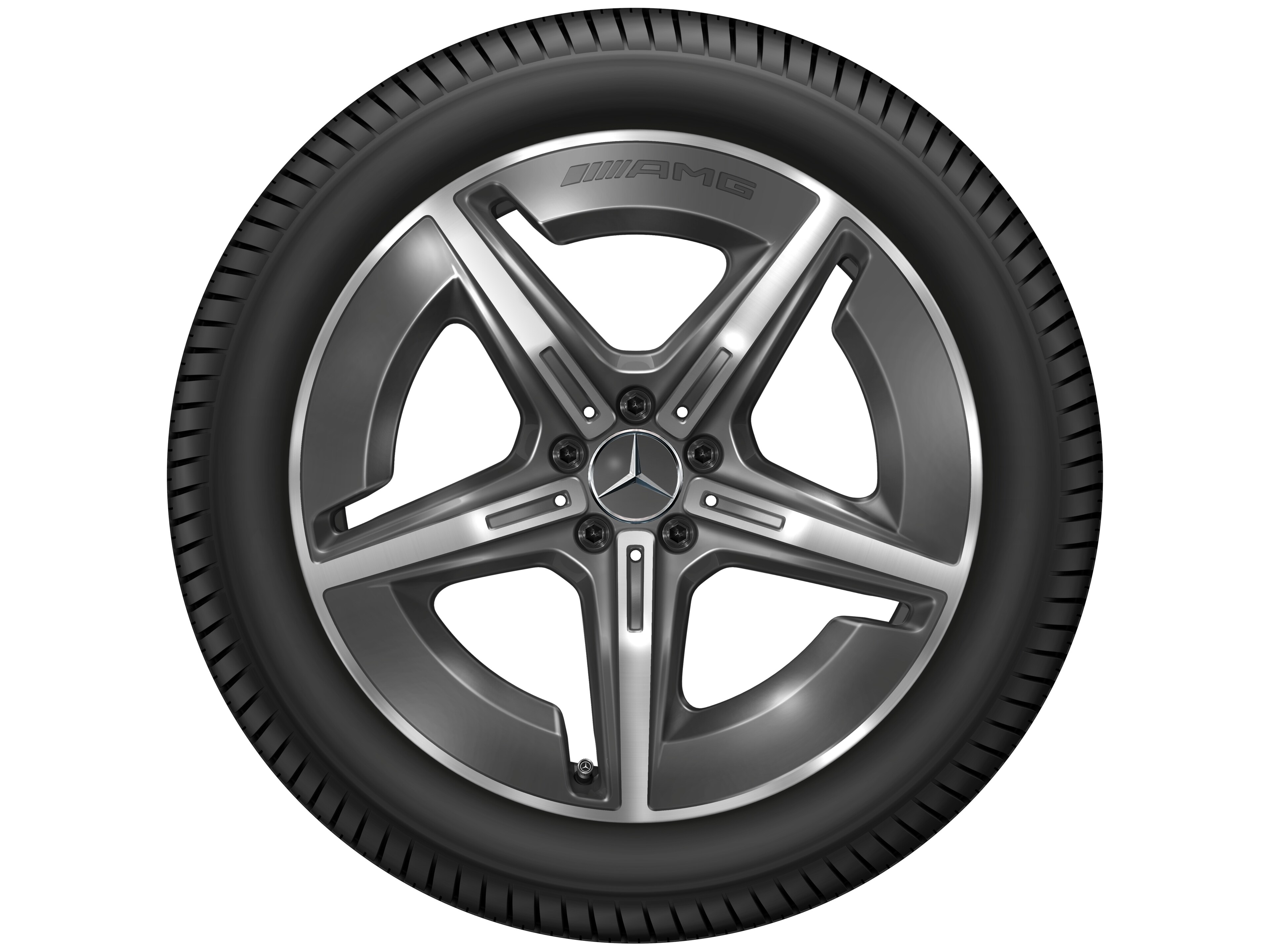 AMG light-alloy wheel, in 5-spoke design, 50.8 cm (20-inch), aerodynamically optimized - 9,5 J x 20 ET 58,2, tantalite grey, high-sheen