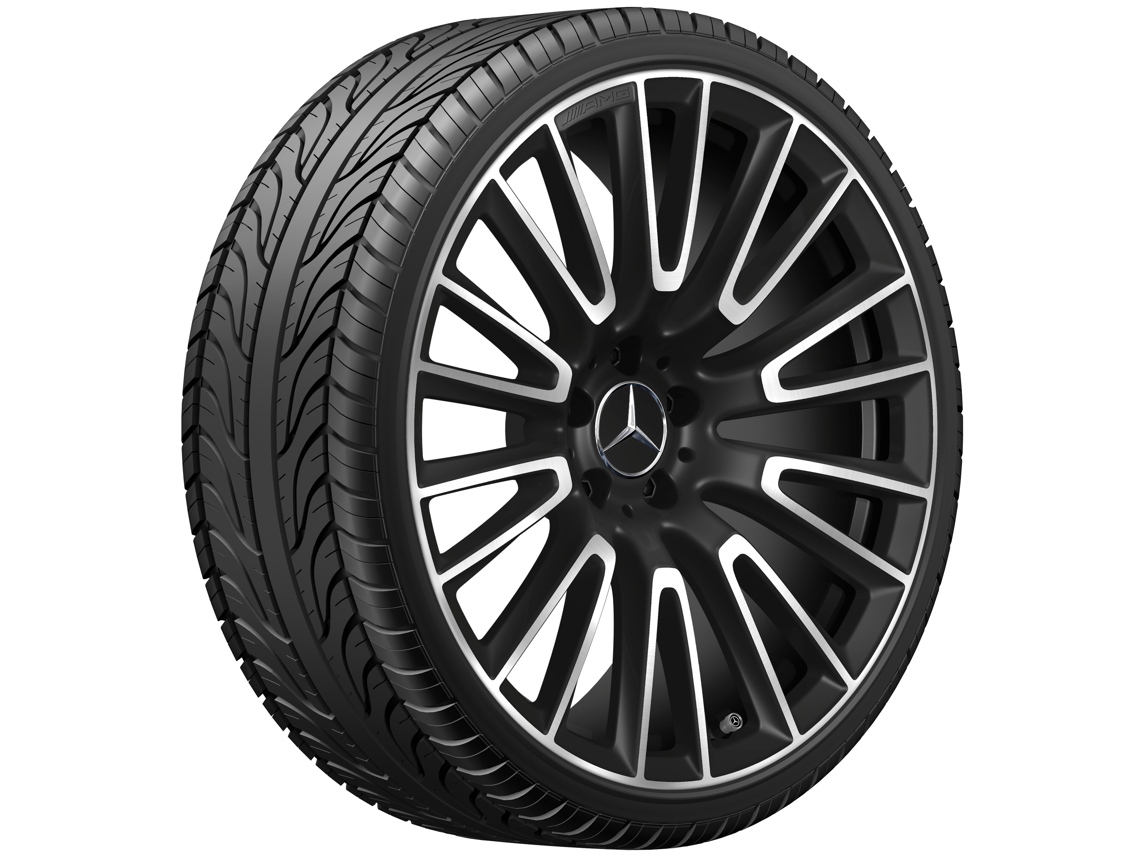 AMG light-alloy wheel, in 10-twin-spoke design, 50.8 cm (20-inch) - 9,5 J x 20 ET 25,2, matt black, high-sheen
