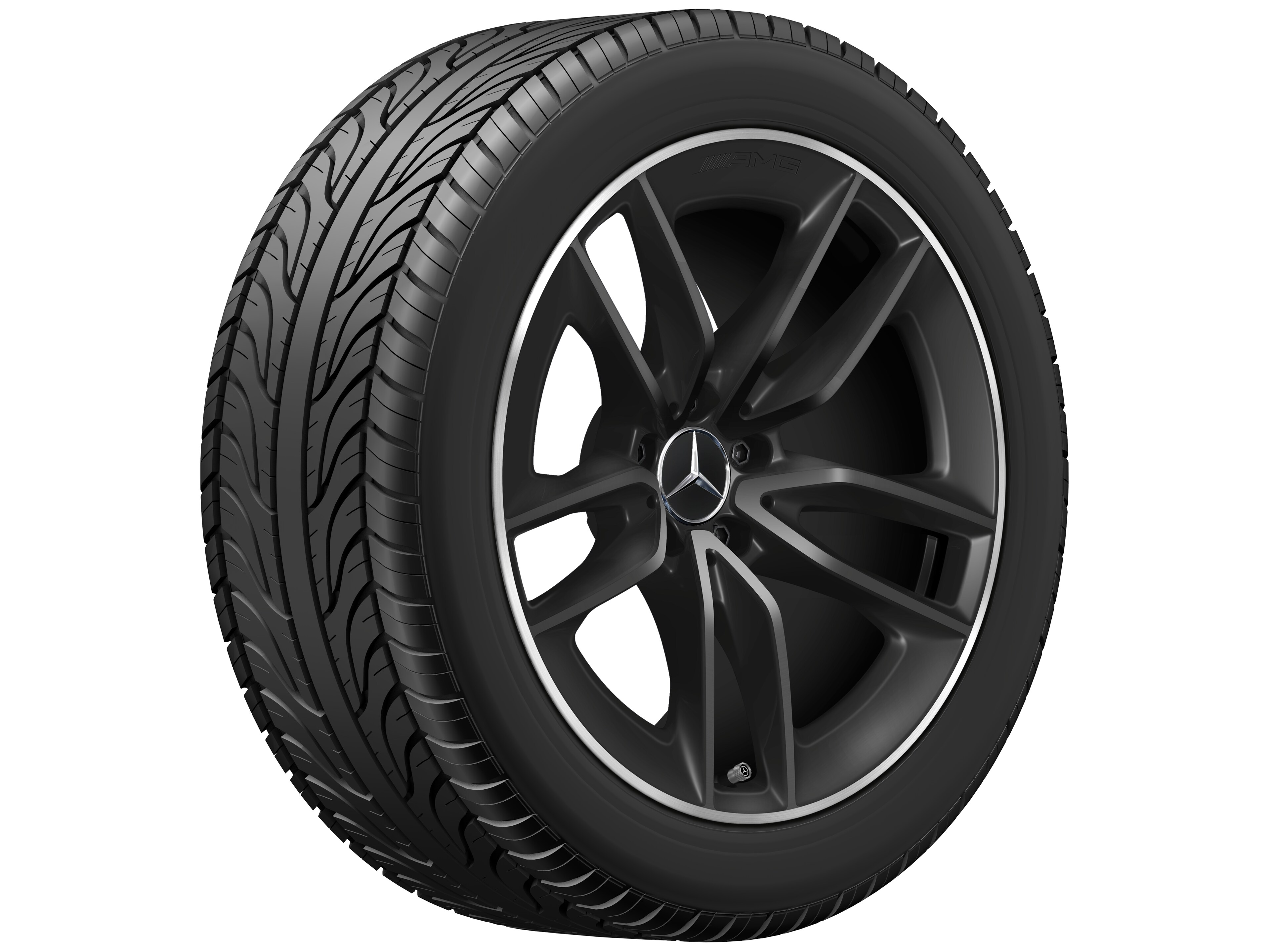 AMG 5-twin-spoke wheel, 48.3 cm (19-inch), High-sheen rim flange - 11 J x 19 ET 17, matt black
