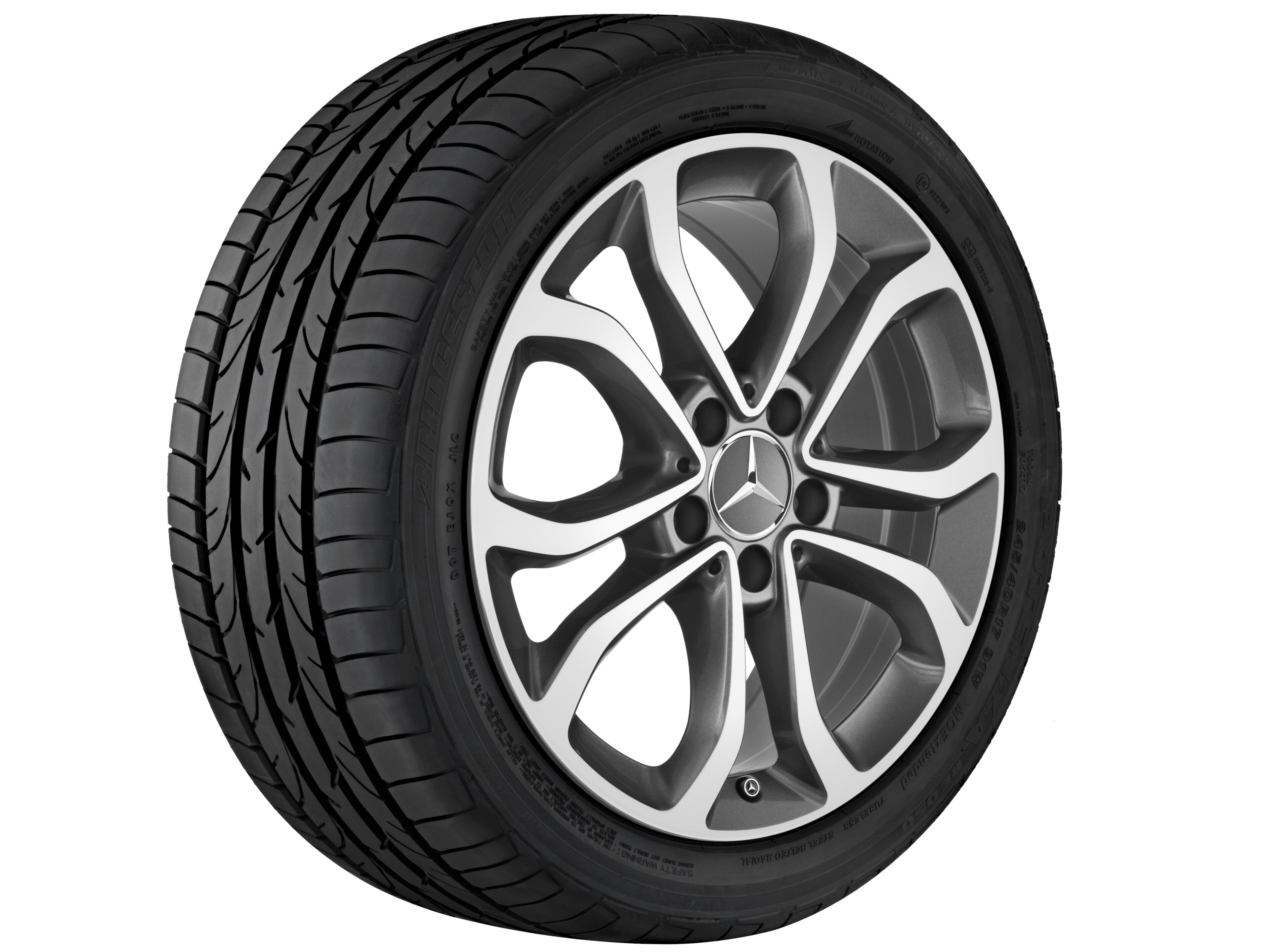 5-twin-spoke wheel, 43.2 cm (17-inch) - 7 J x 17 ET 48,5, himalaya grey, high-sheen
