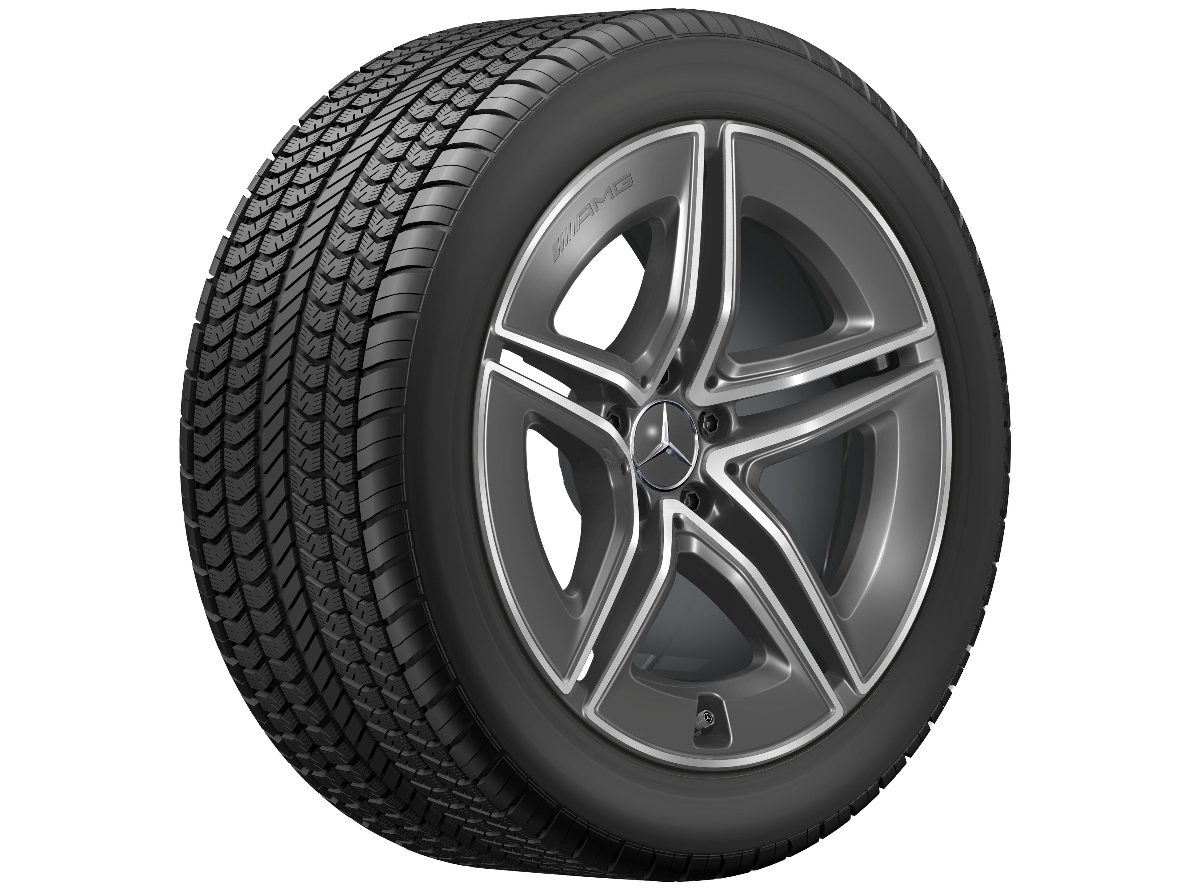 AMG light-alloy wheel, in 5-twin-spoke design, 48.3 cm (19-inch) - 10,5 J x 19 ET 40, tantalite grey, high-sheen