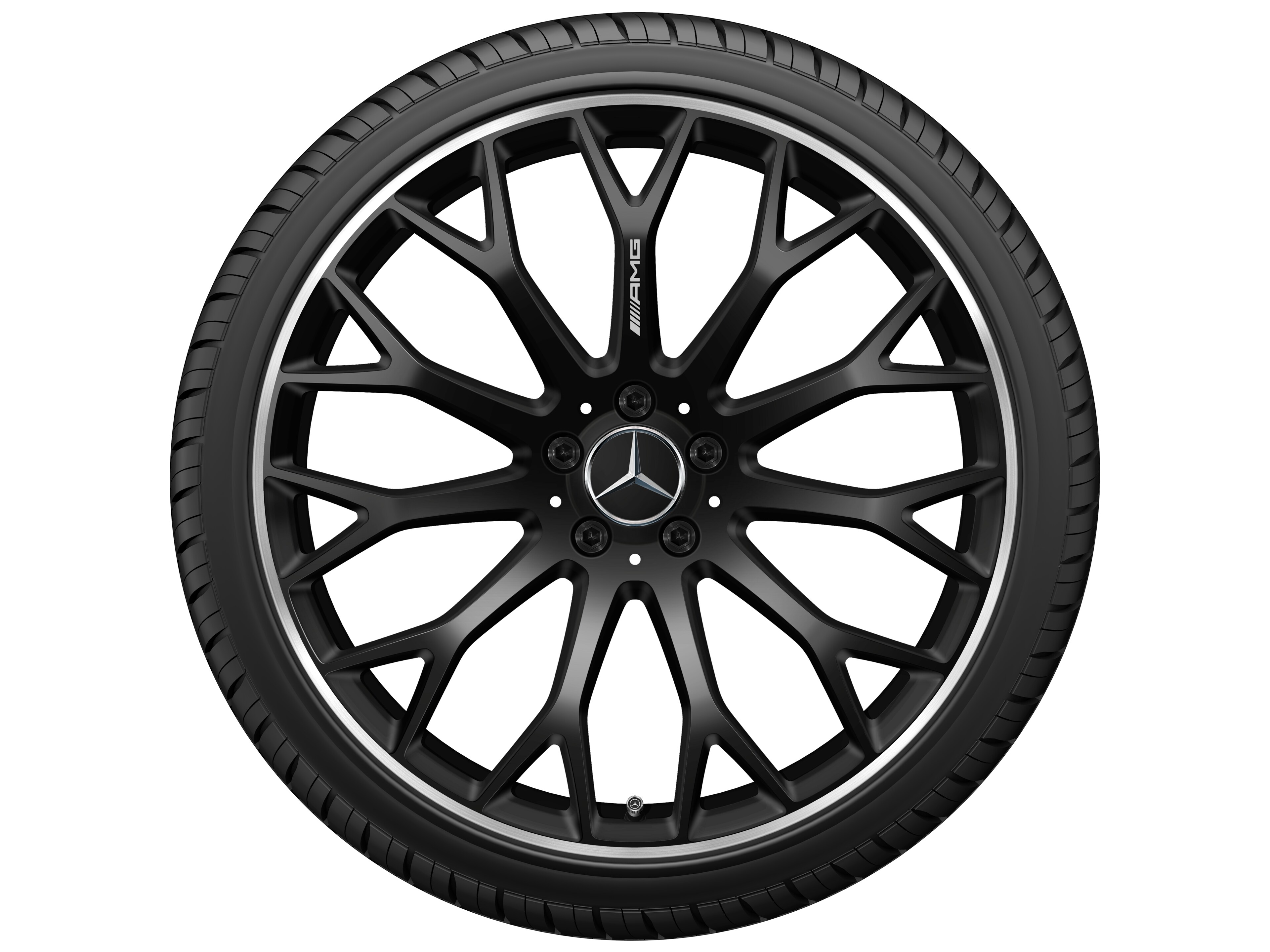 AMG cross-spoke wheel, 53.3 cm (21-inch) - 11 J x 21 ET 67, matt black, high-sheen rim flange
