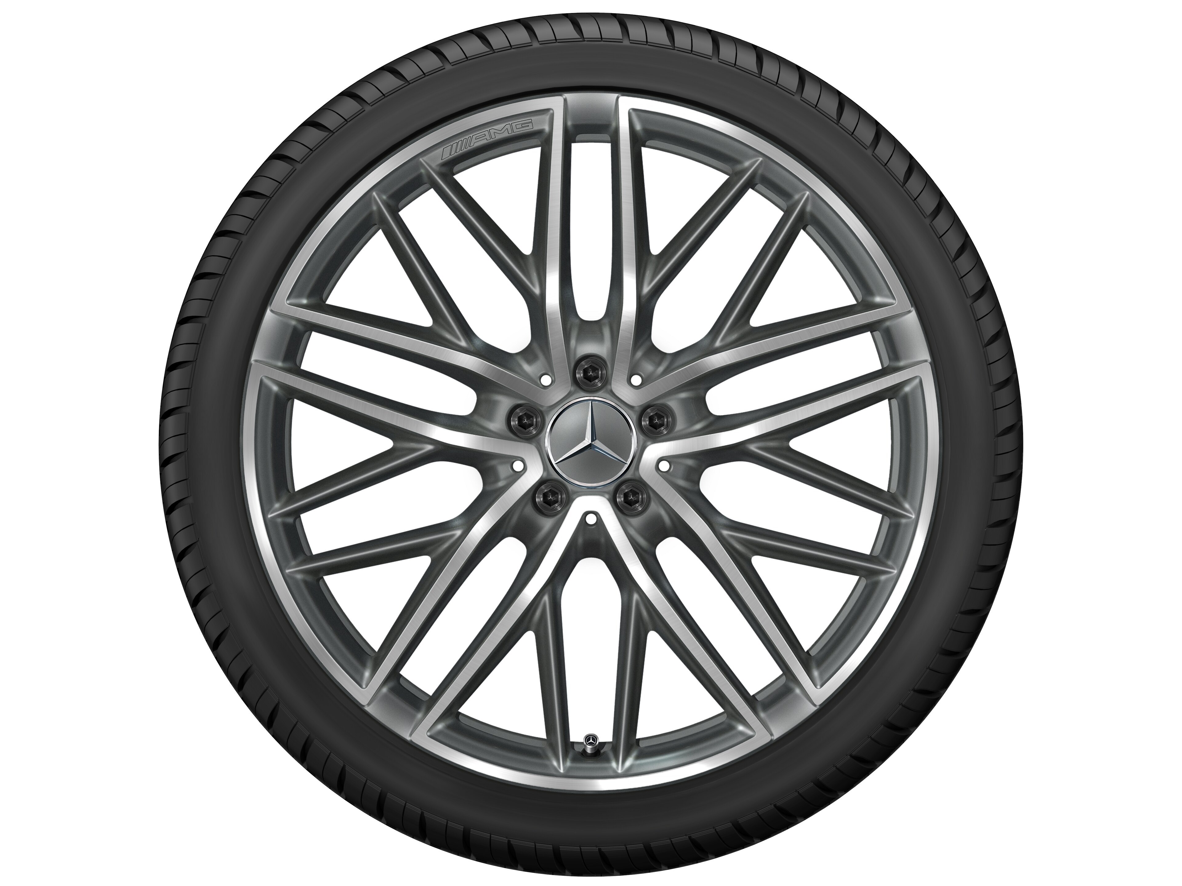 AMG 5-twin-spoke wheel, 53.3 cm (21-inch) - 9,5 J x 21 ET 22, titanium grey, high-sheen