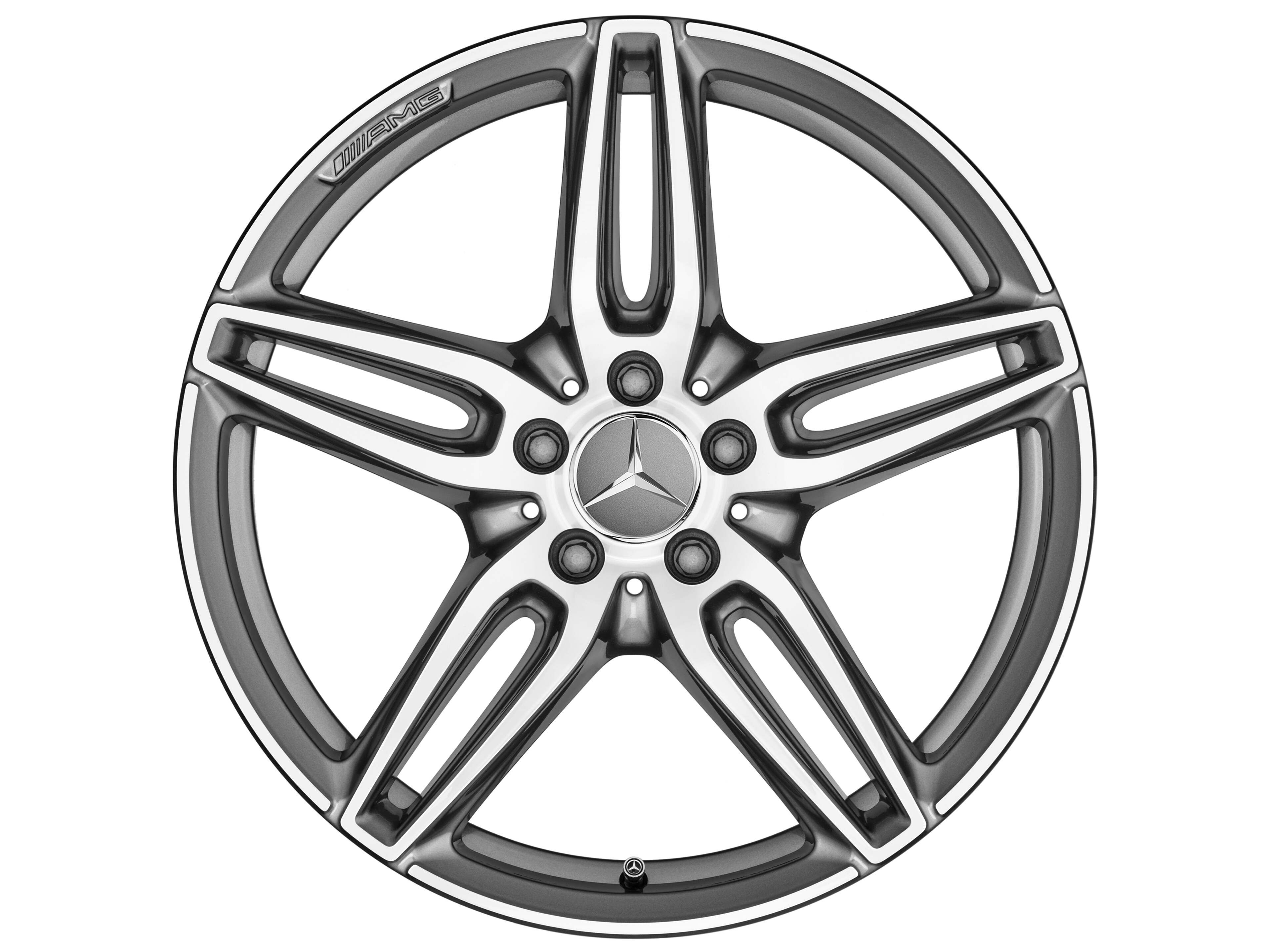 AMG 5-twin-spoke wheel, 45.7 cm (18-inch) - 7,5 J x 18 ET 52, titanium grey, high-sheen