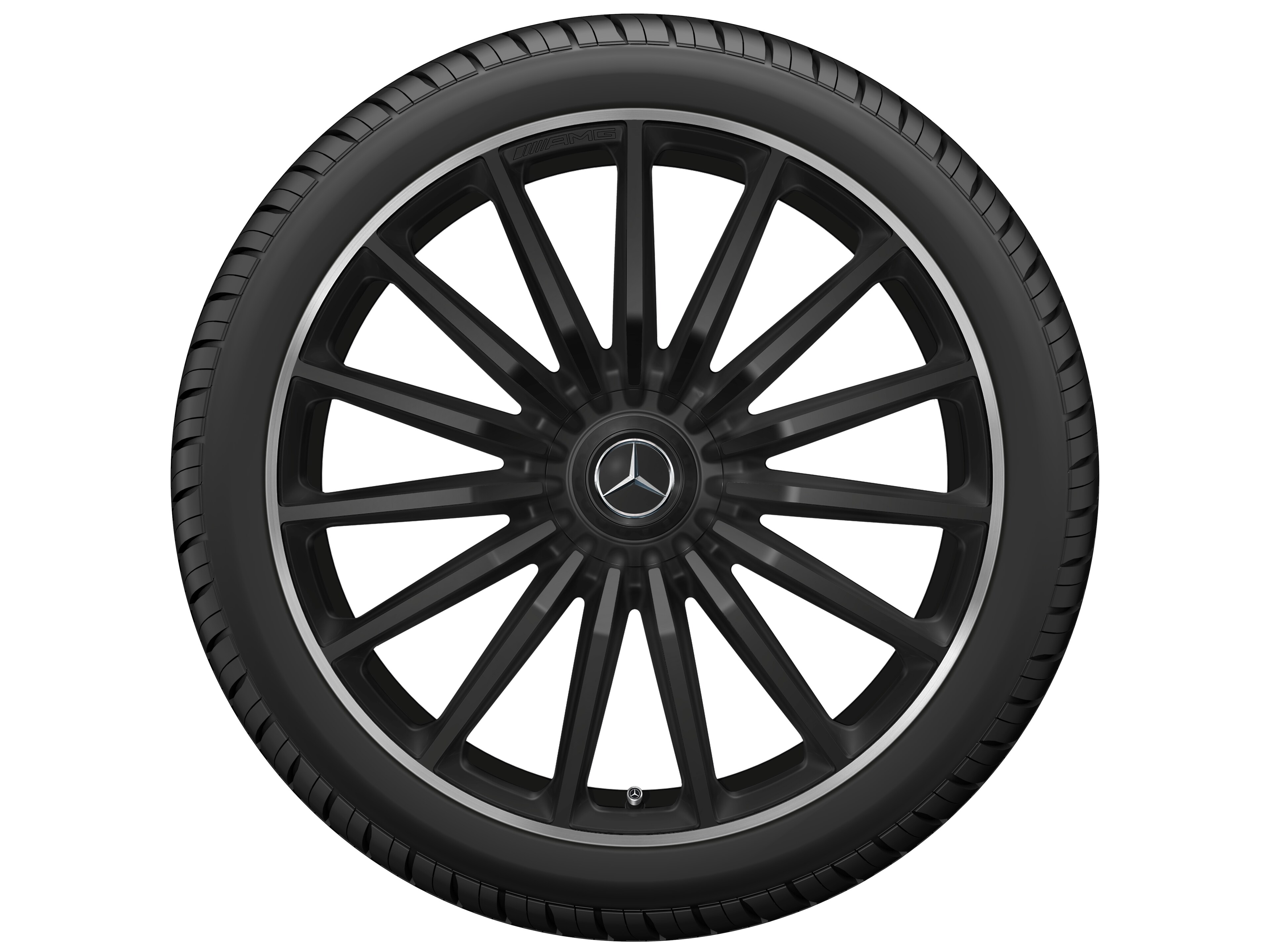 AMG multi-spoke wheel, 55.9 cm (22-inch), High-sheen rim flange - 11,5 J x 22 ET 47, matt black, high-sheen rim flange