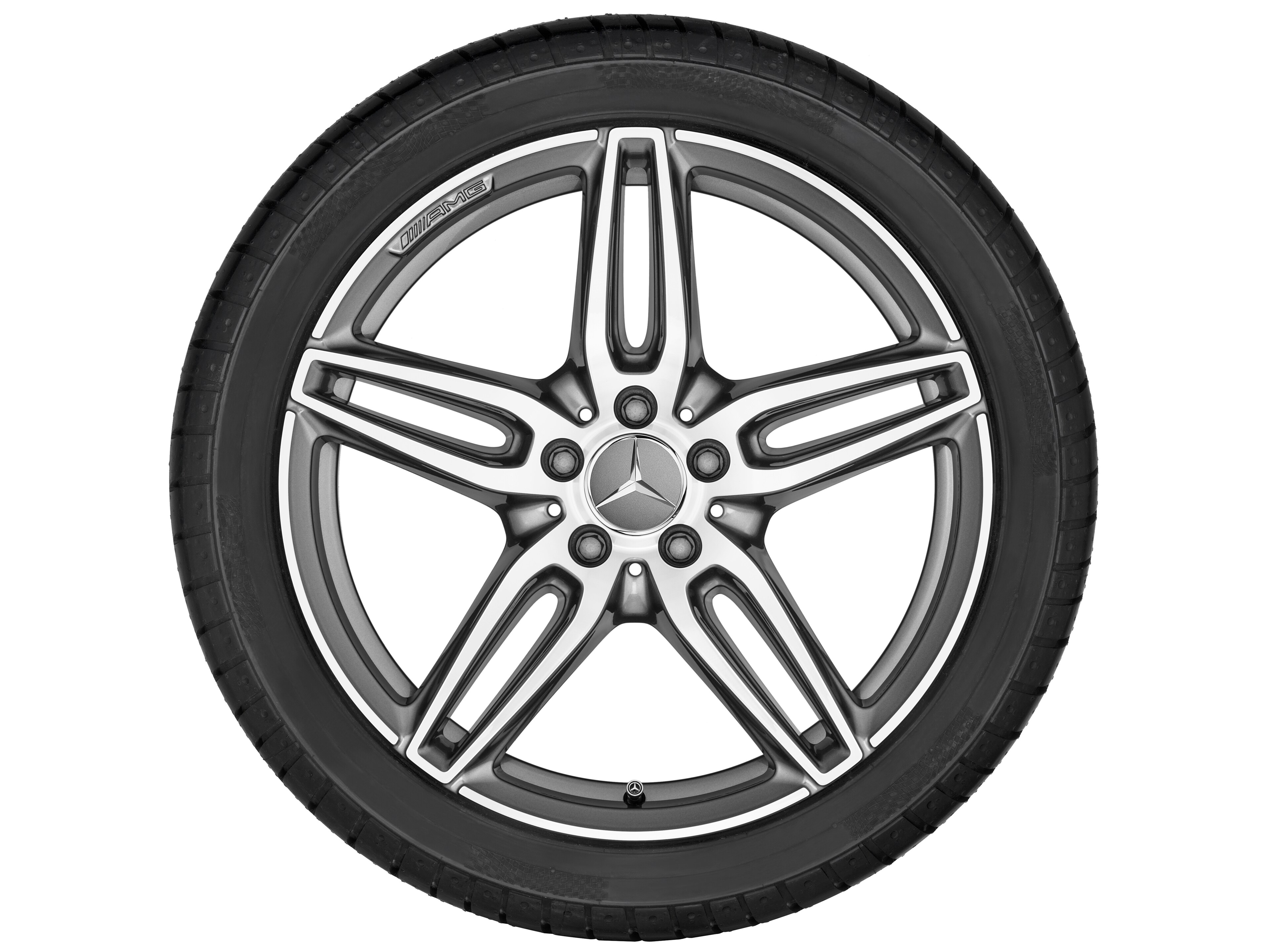 AMG 5-twin-spoke wheel, 45.7 cm (18-inch) - 7,5 J x 18 ET 52, titanium grey, high-sheen