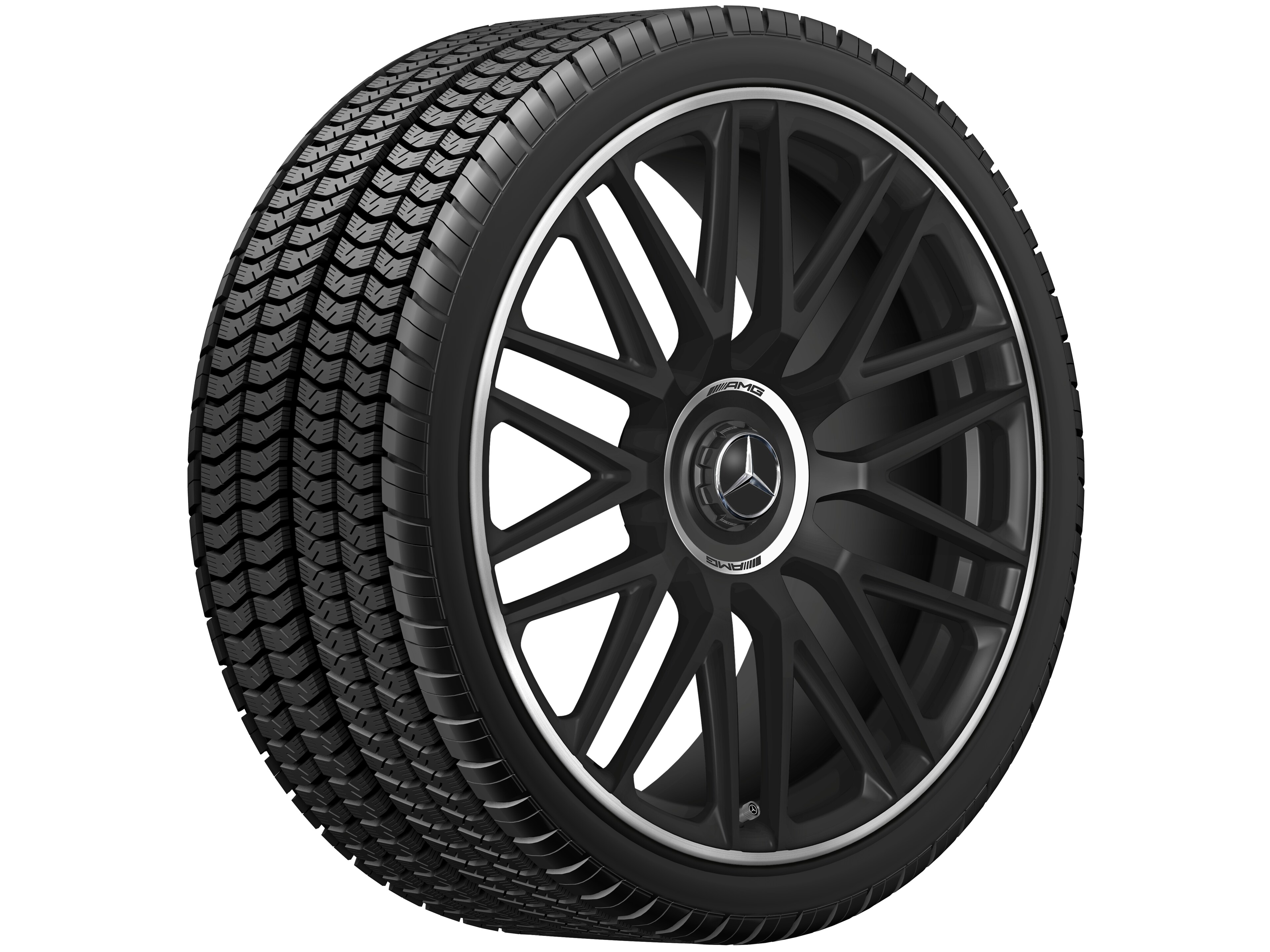 AMG 10-twin-spoke forged wheel, 53.3 cm (21-inch), High-sheen rim flange - 10,5 J x 21 ET 42, matt black, high-sheen rim flange
