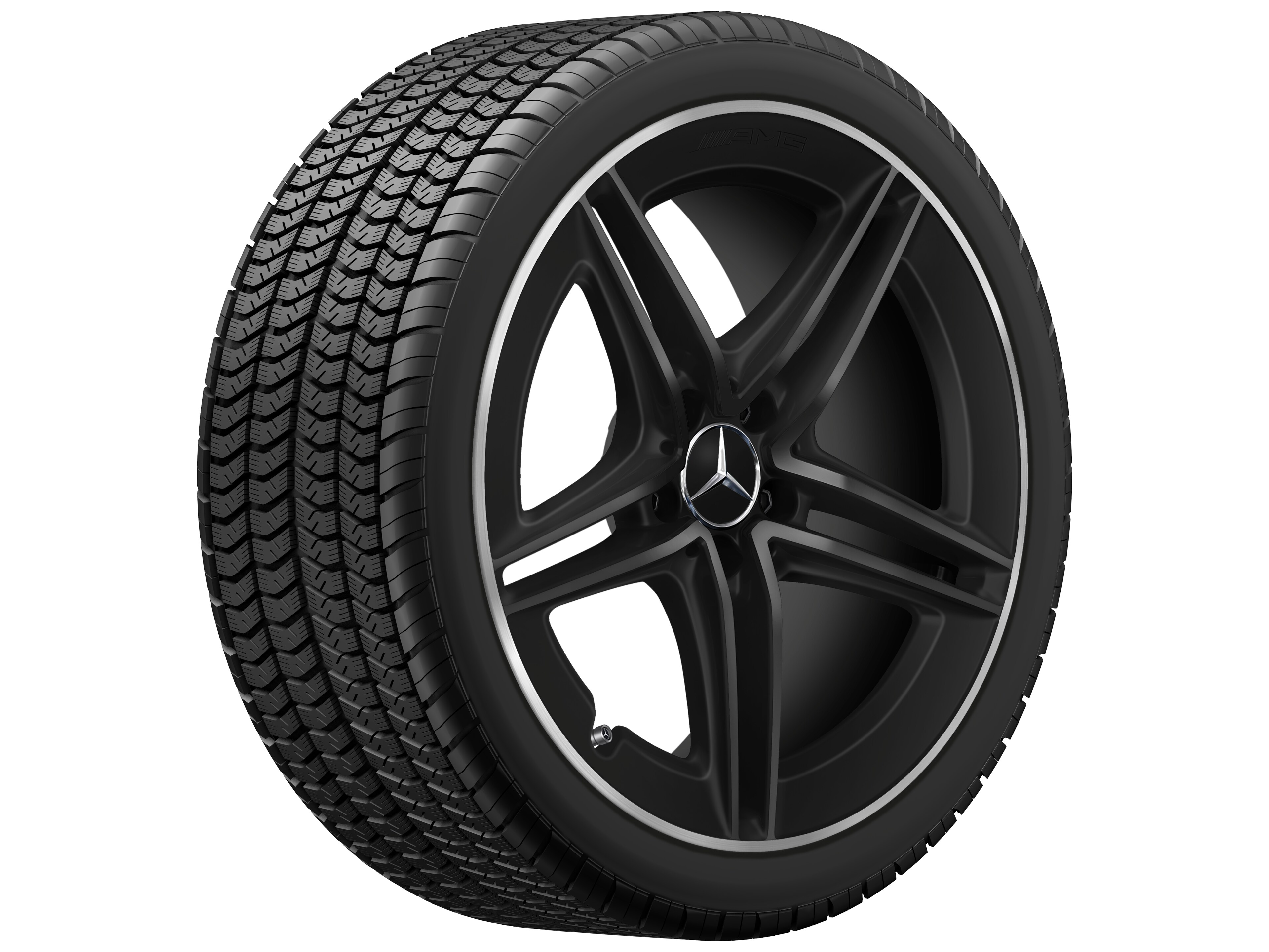 AMG 5-twin-spoke wheel, 48.3 cm (19-inch), High-sheen rim flange - 9 J x 19 ET 52, matt black