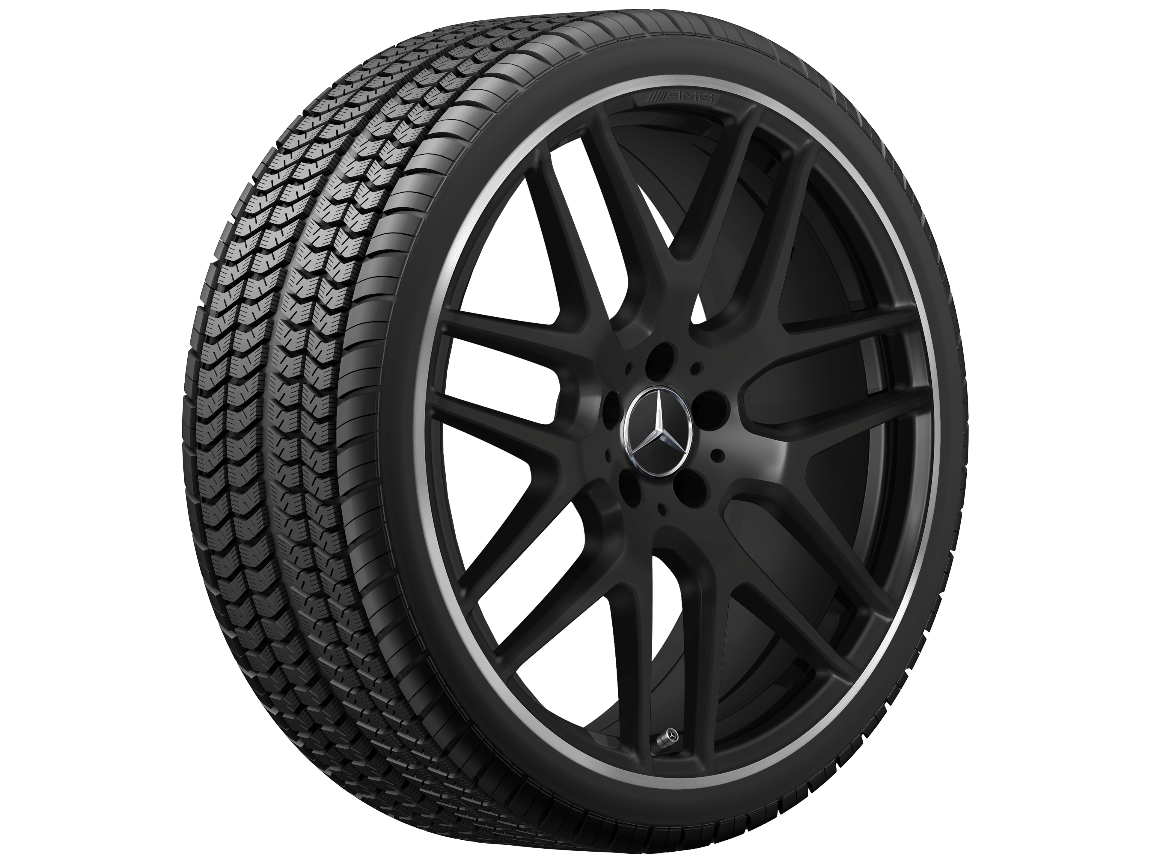 AMG cross-spoke wheel, 53.3 cm (21-inch), High-sheen rim flange - 8,5 J x 21 ET 51, matt black, high-sheen rim flange