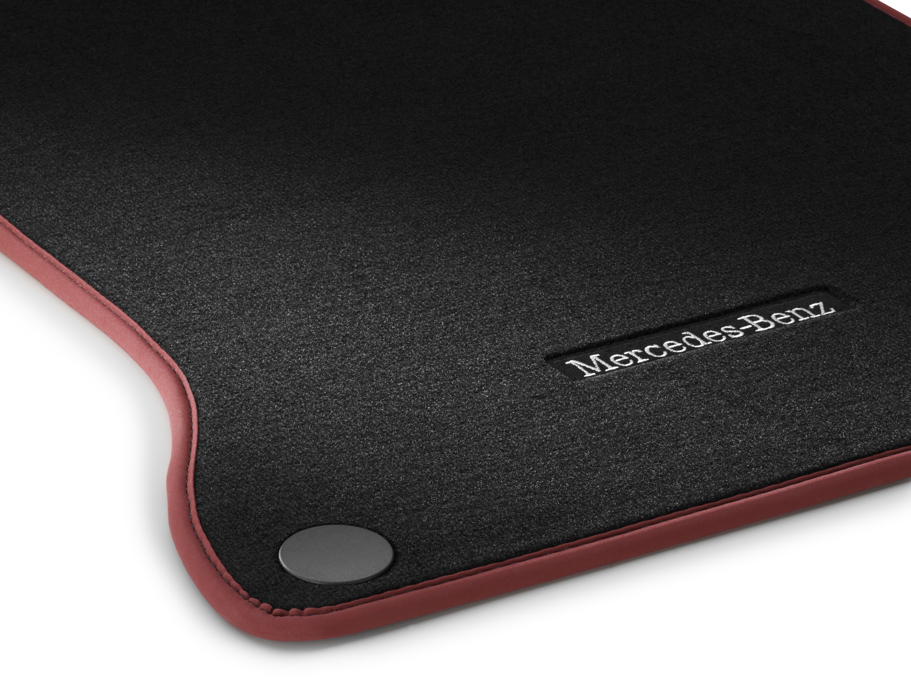 Velour floor mats CLASSIC, Set, Set of 4 - LHD, black / cranberry red, Cranberry red edging