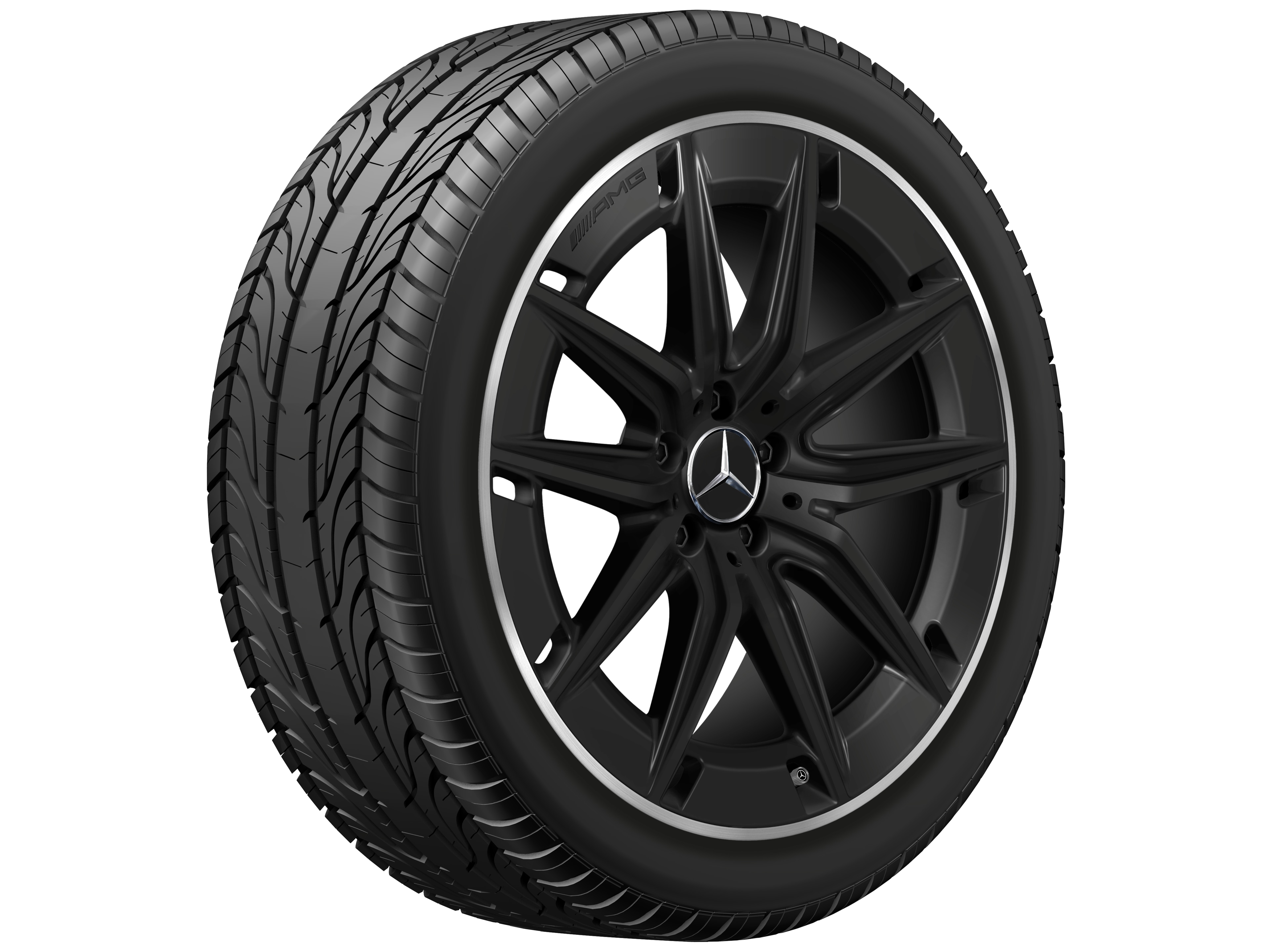 AMG 5-twin-spoke wheel, 50.8 cm (20-inch), High-sheen rim flange - 8,5 J x 20 ET 51,5, matt black, high-sheen rim flange
