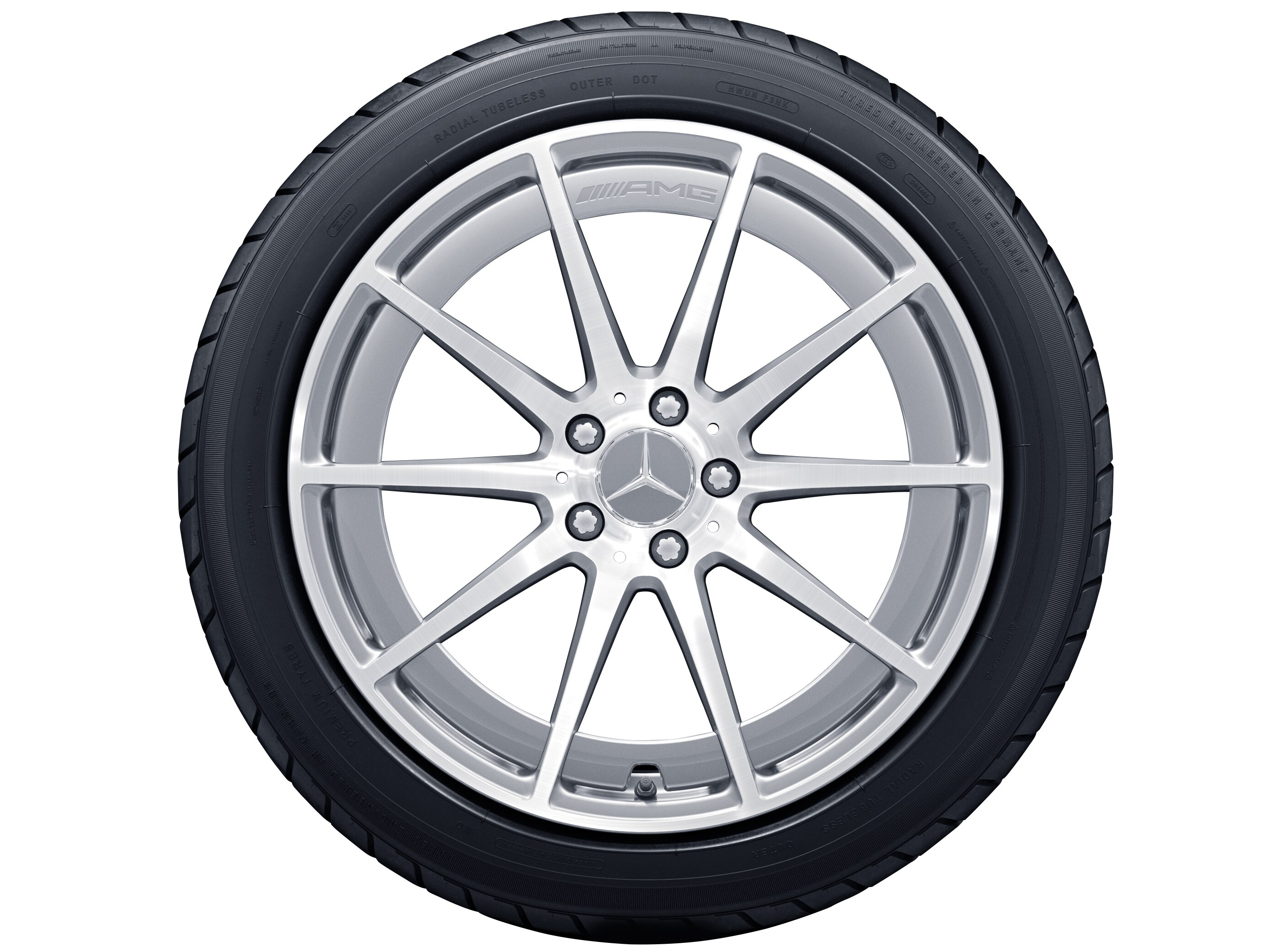 AMG 10-spoke design forged wheel, 48.3 cm (19-inch) - 9,5 J x 19 ET 22, vanadium silver, high-gloss