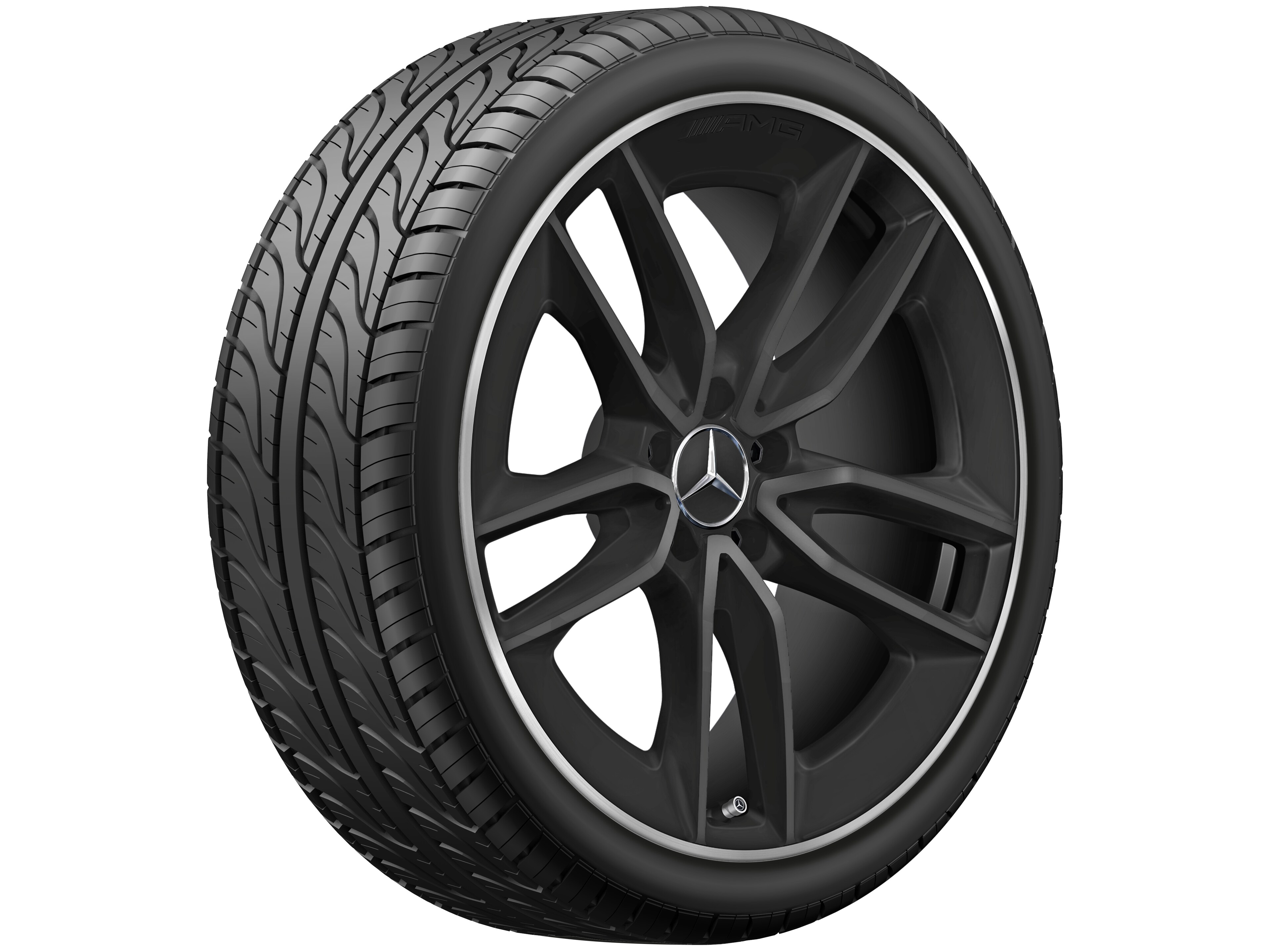 AMG 5-twin-spoke wheel, 50.8 cm (20-inch), High-sheen rim flange - 9 J x 20 ET 49, matt black, high-sheen rim flange