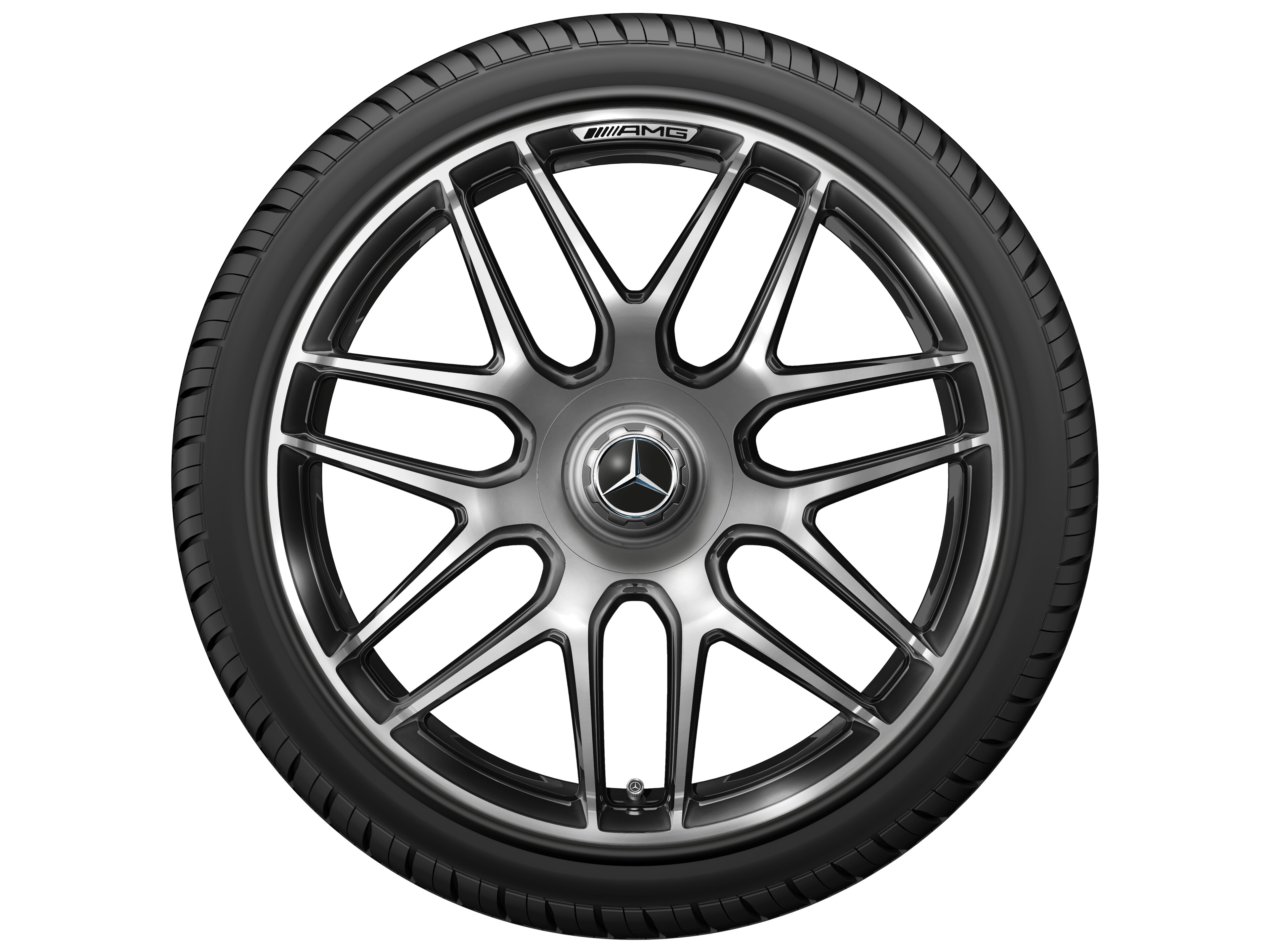 AMG forged wheel in cross-spoke design, 50.8 cm (20-inch), High-sheen rim flange - 10 J x 20 ET 55, dark platinum gloss, high-sheen rim flange