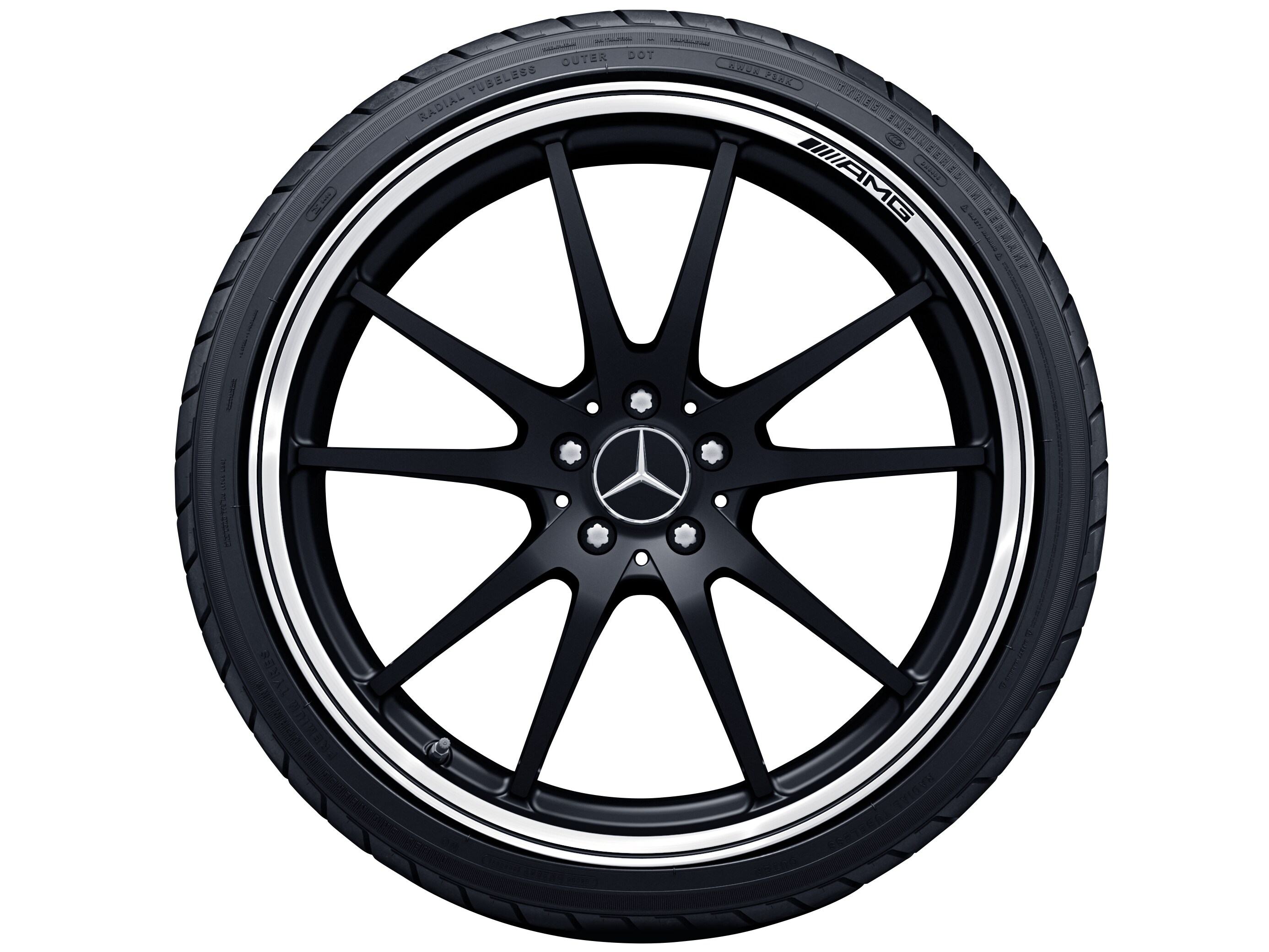 AMG 10-spoke design forged wheel, 53.3 cm (21-inch), High-sheen rim flange - 10 J x 21 ET 30, matt black, high-sheen