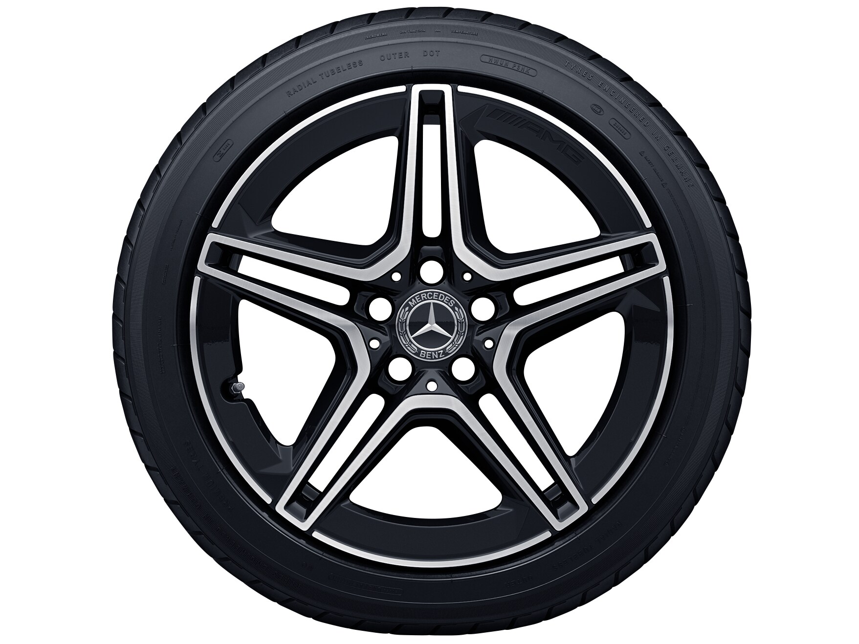 AMG 5-twin-spoke wheel, 45.7 cm (18-inch) - 8,5 J x 18 ET 49, black, high-sheen