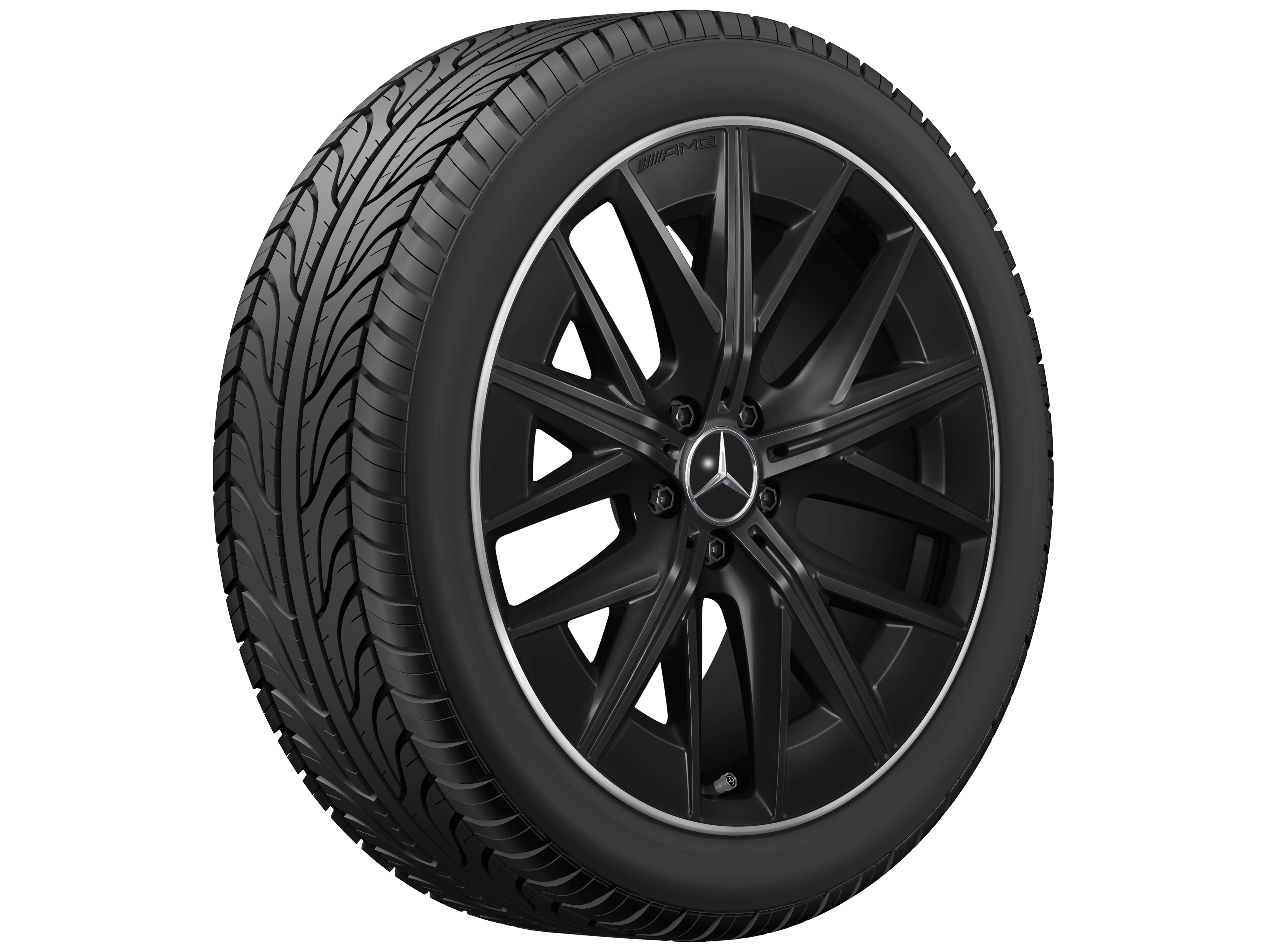AMG light-alloy wheel, in multi-spoke design, 50.8 cm (20-inch), High-sheen rim flange, aerodynamically optimized - 9 J x 20 ET 60,8, black, high-sheen rim flange