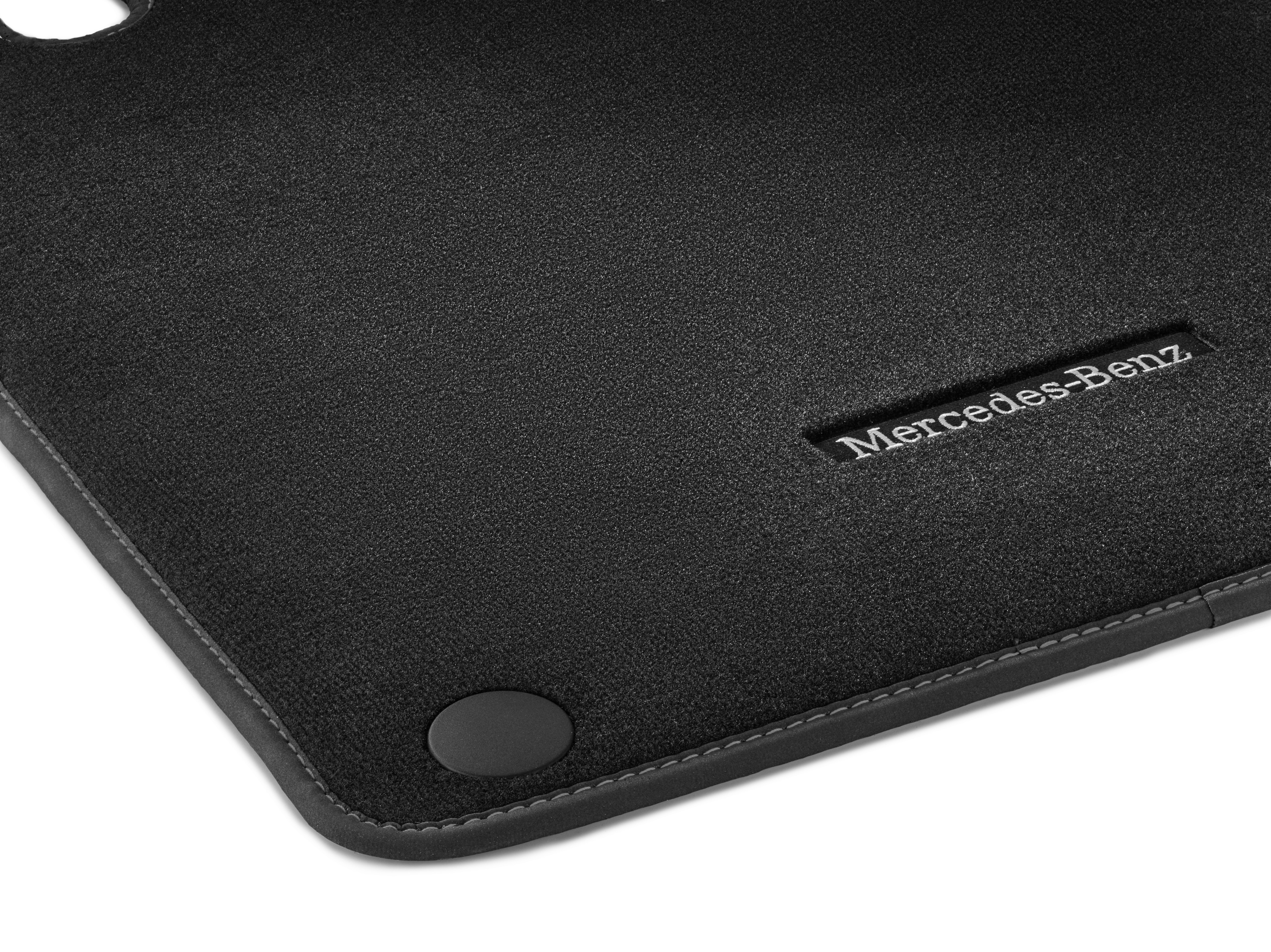 Velour floor mats CLASSIC, Set, Set of 4, Mid grey topstitching - LHD, black