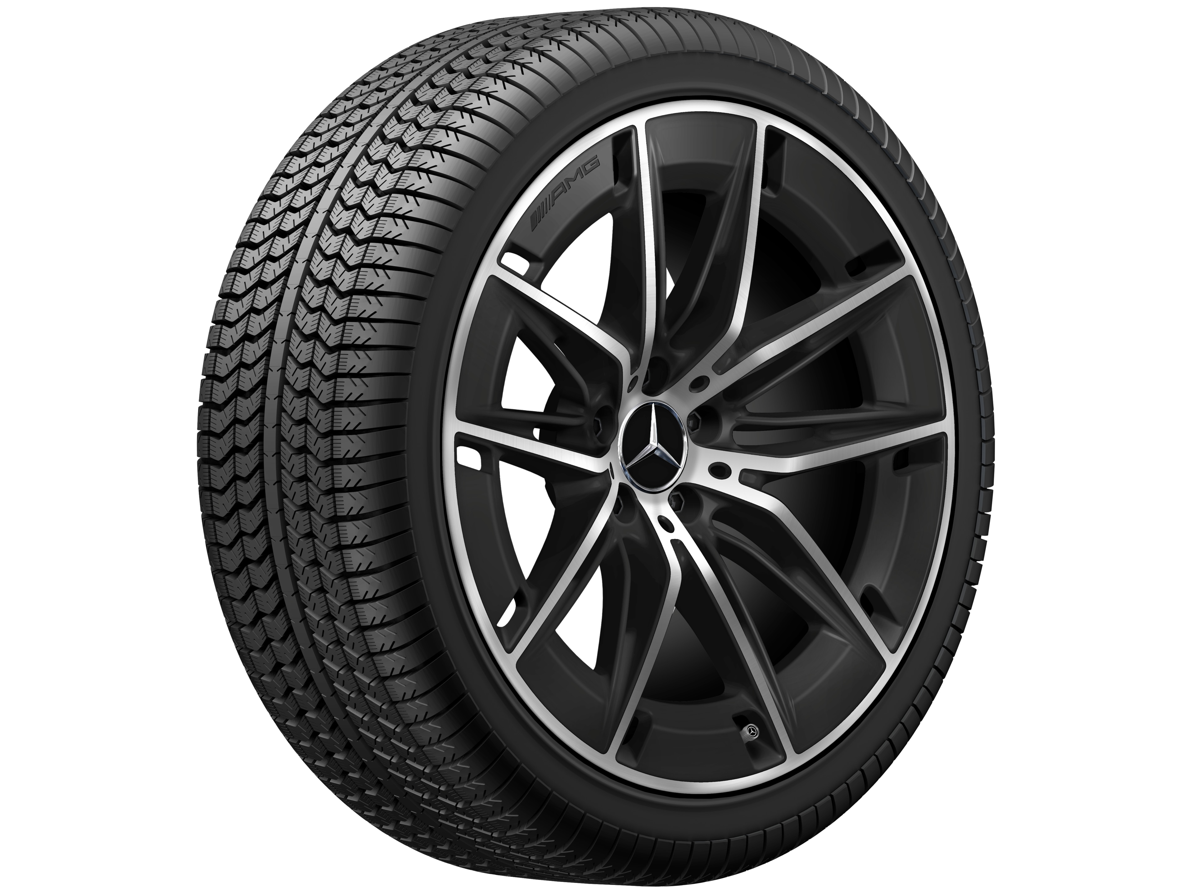 AMG light-alloy wheel, in 5-twin-spoke design, 50.8 cm (20-inch) - 9,5 J x 20 ET 25,2, matt black, high-sheen