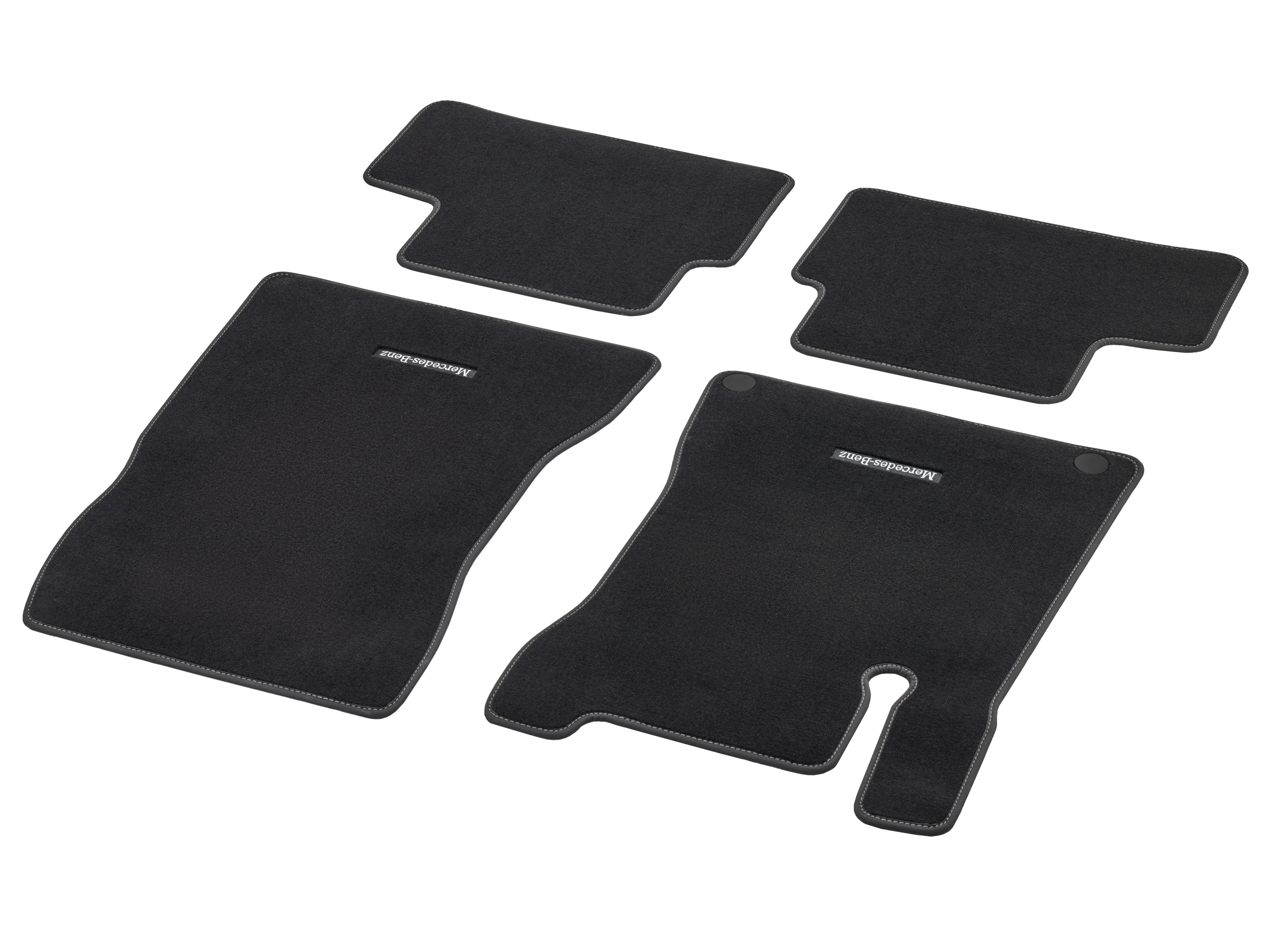 Velour floor mats CLASSIC, Set, Set of 4, Alpaca grey topstitching - LHD, black
