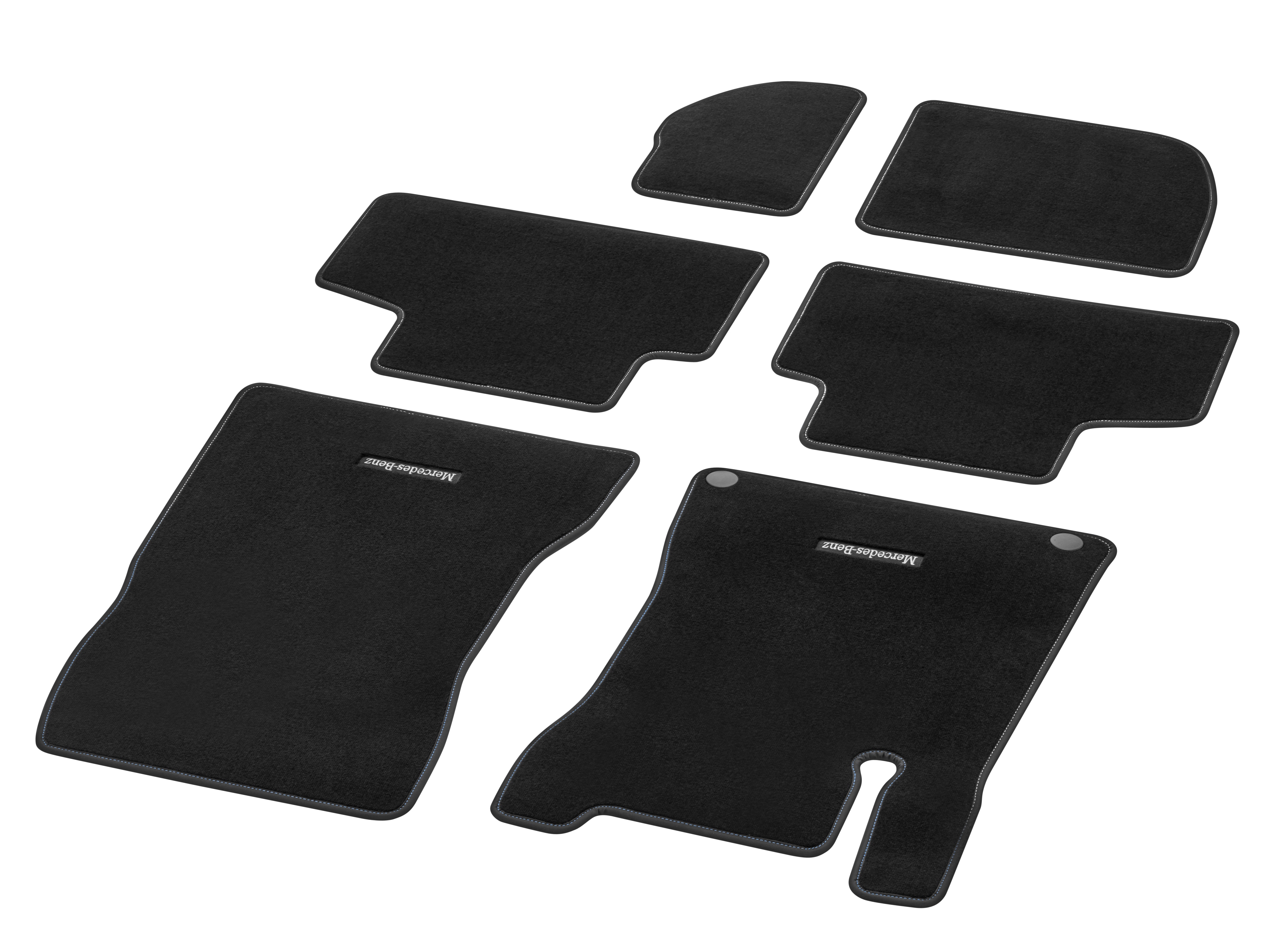 Velour floor mats CLASSIC, Set, Set of 6, ocean topstitching