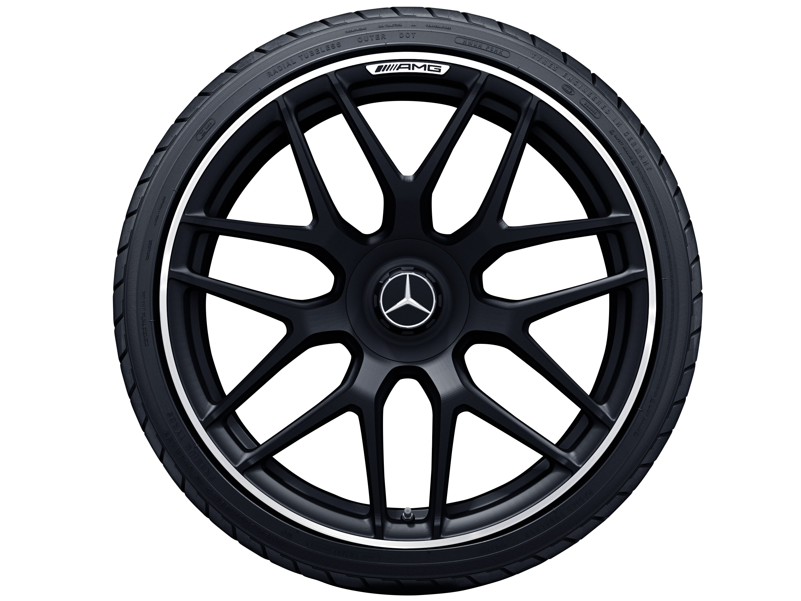 AMG forged wheel in cross-spoke design, 53.3 cm (21-inch), High-sheen rim flange - 10 J x 21 ET 30, matt black, high-sheen rim flange