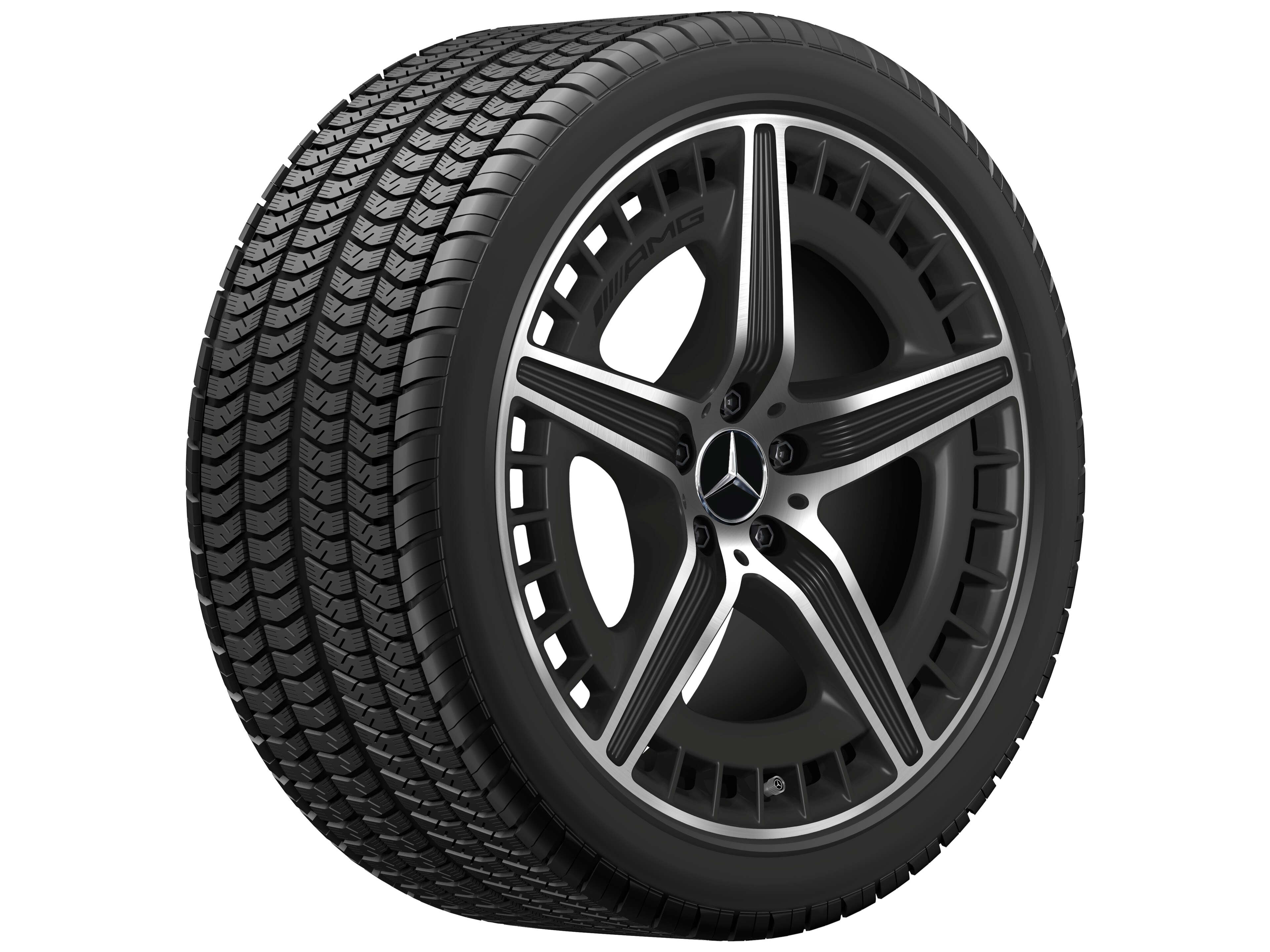 AMG 5-twin-spoke wheel, 50.8 cm (20-inch) - 9,5 J x 20 ET 52, matt black, high-sheen