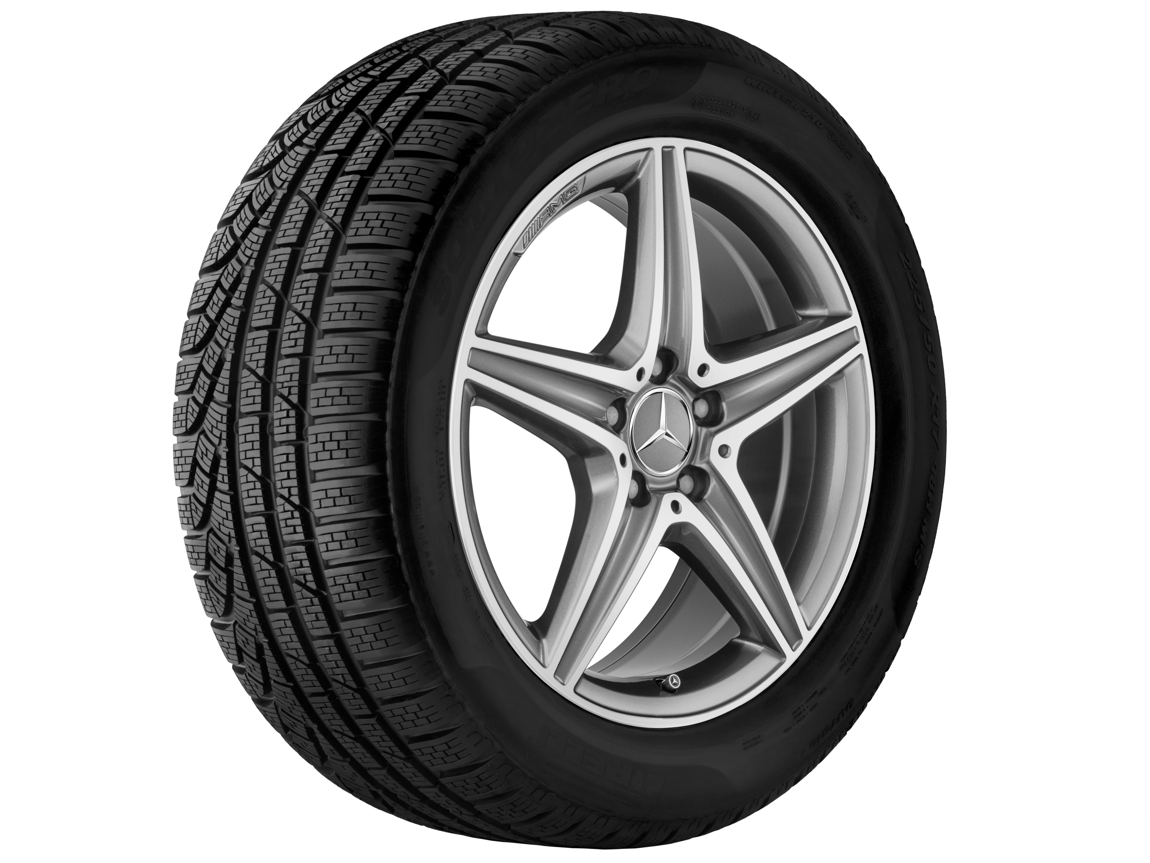AMG 5-spoke wheel, 45.7 cm (18-inch) - 8 J x 18 ET 43, titanium grey, high-sheen