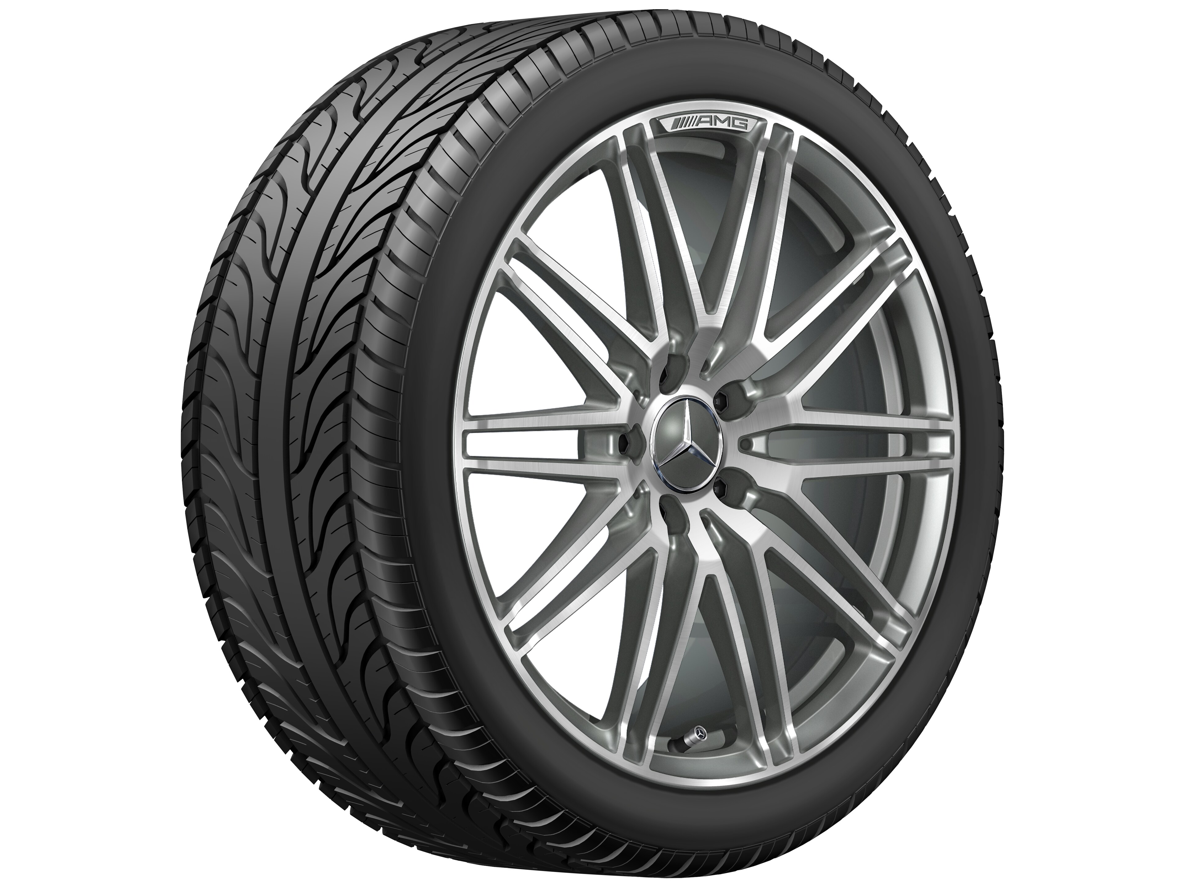 AMG forged wheel in 10-spoke design, 50.8 cm (20-inch) - 11 J x 20 ET 68, titanium grey, high-sheen