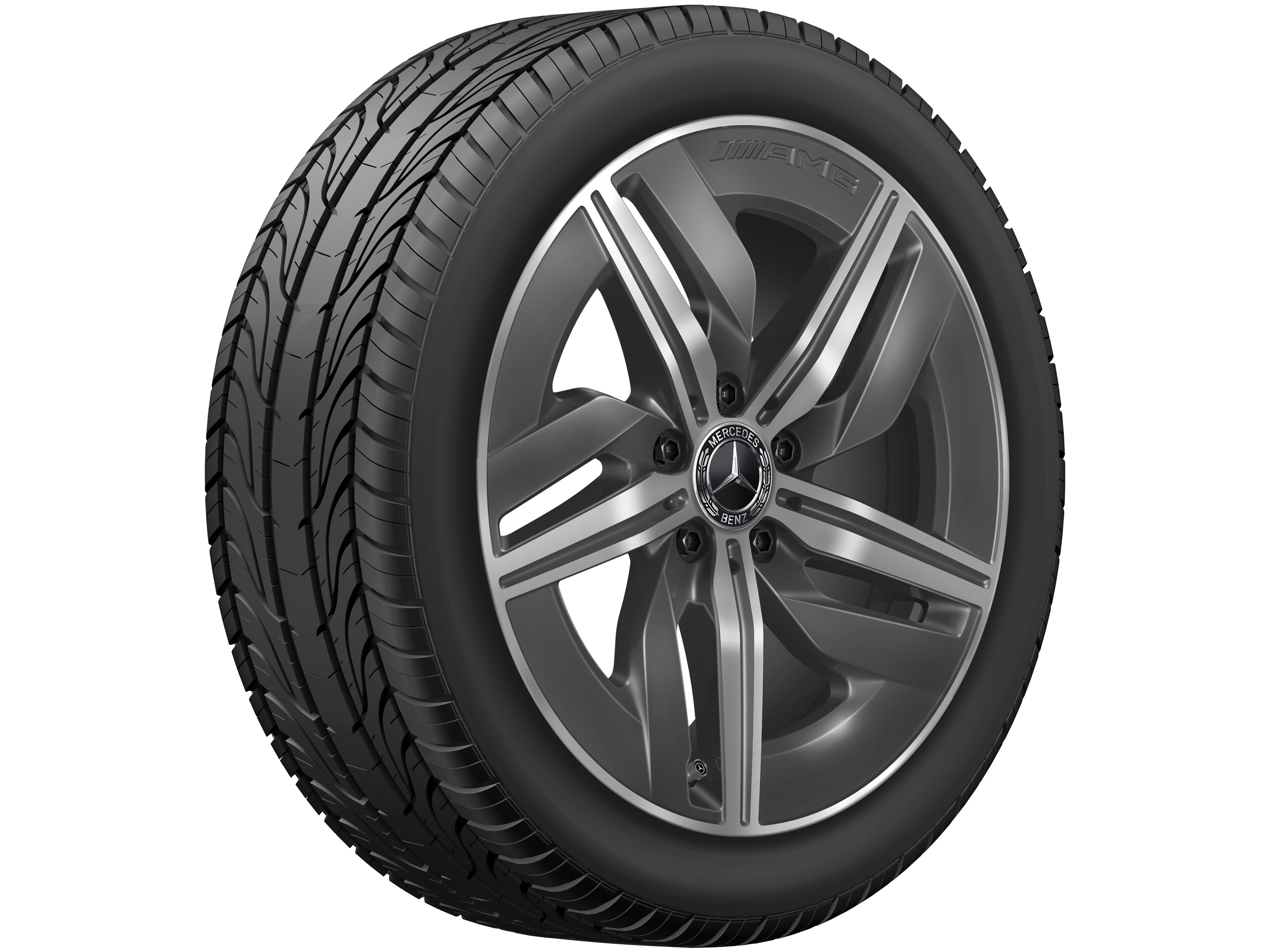 AMG 5-spoke wheel, 45.7 cm (18-inch) - 9 J x 18 ET 66, tantalite grey, high-sheen