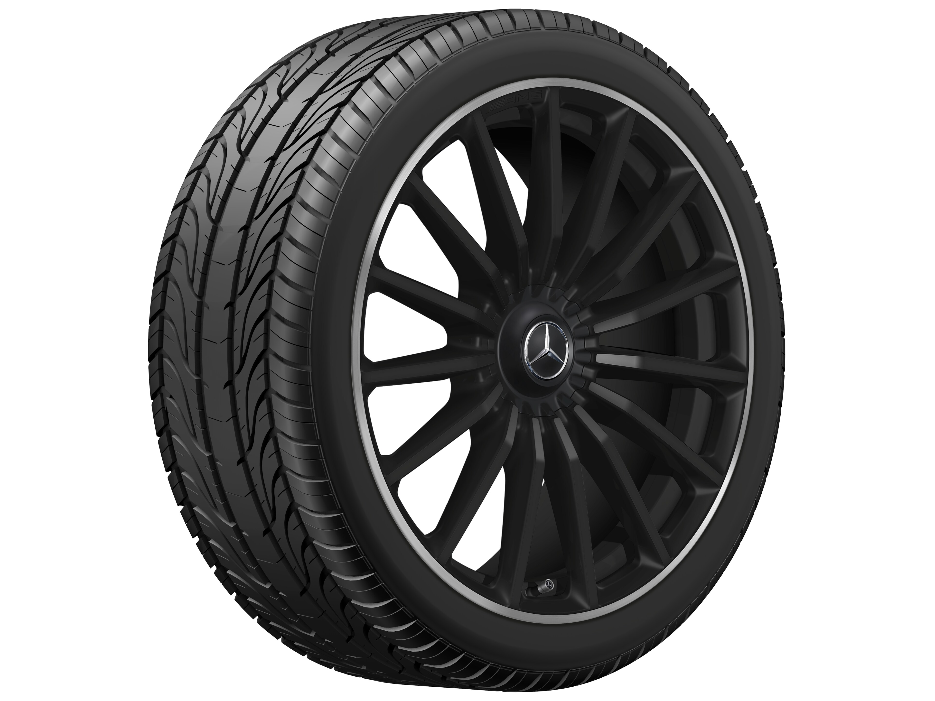 AMG multi-spoke wheel, 55.9 cm (22-inch), High-sheen rim flange - 11,5 J x 22 ET 47, matt black, high-sheen rim flange