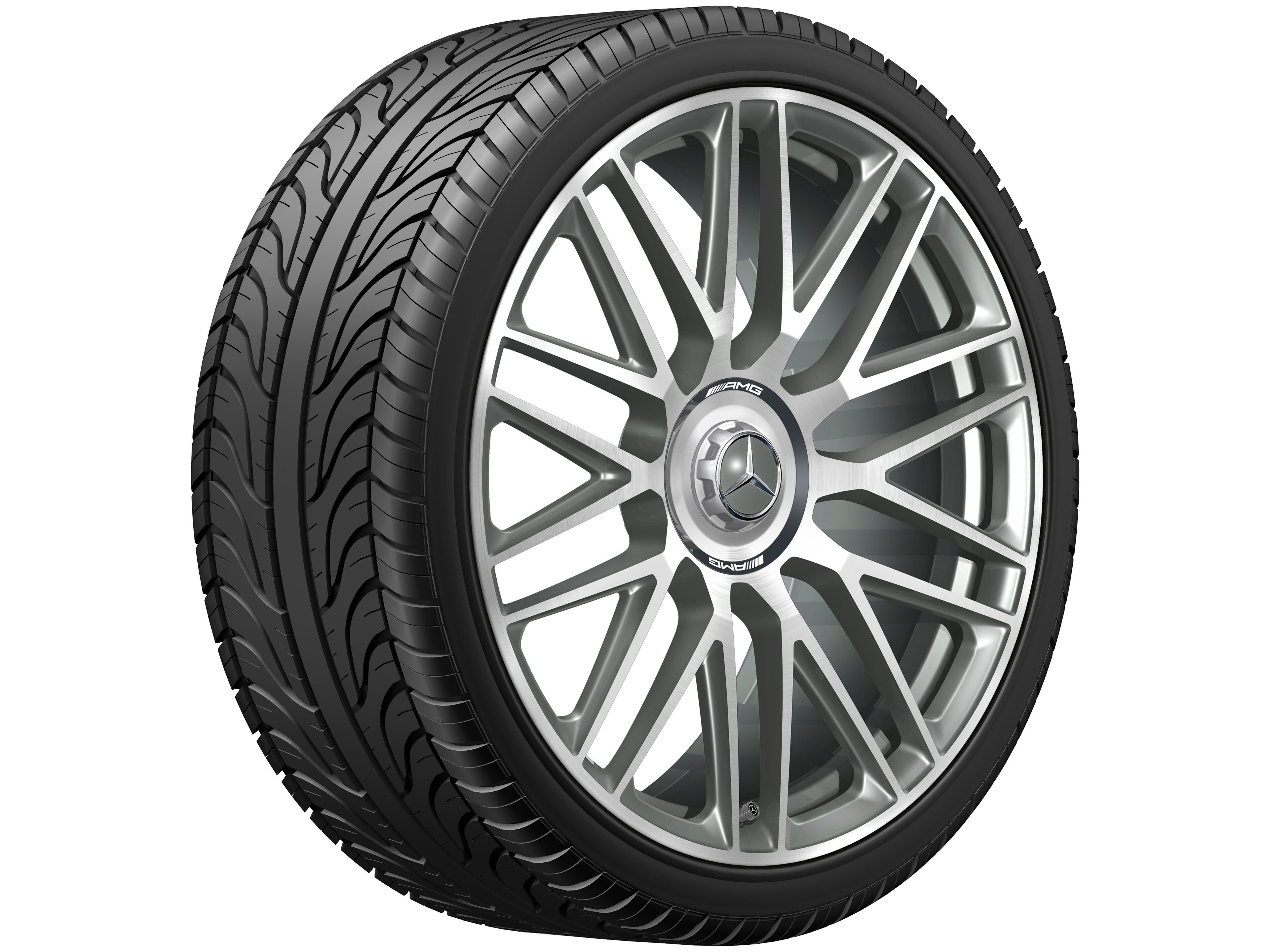 AMG 10-twin-spoke forged wheel, 53.3 cm (21-inch) - 11 J x 21 ET 60, titanium grey, high-sheen