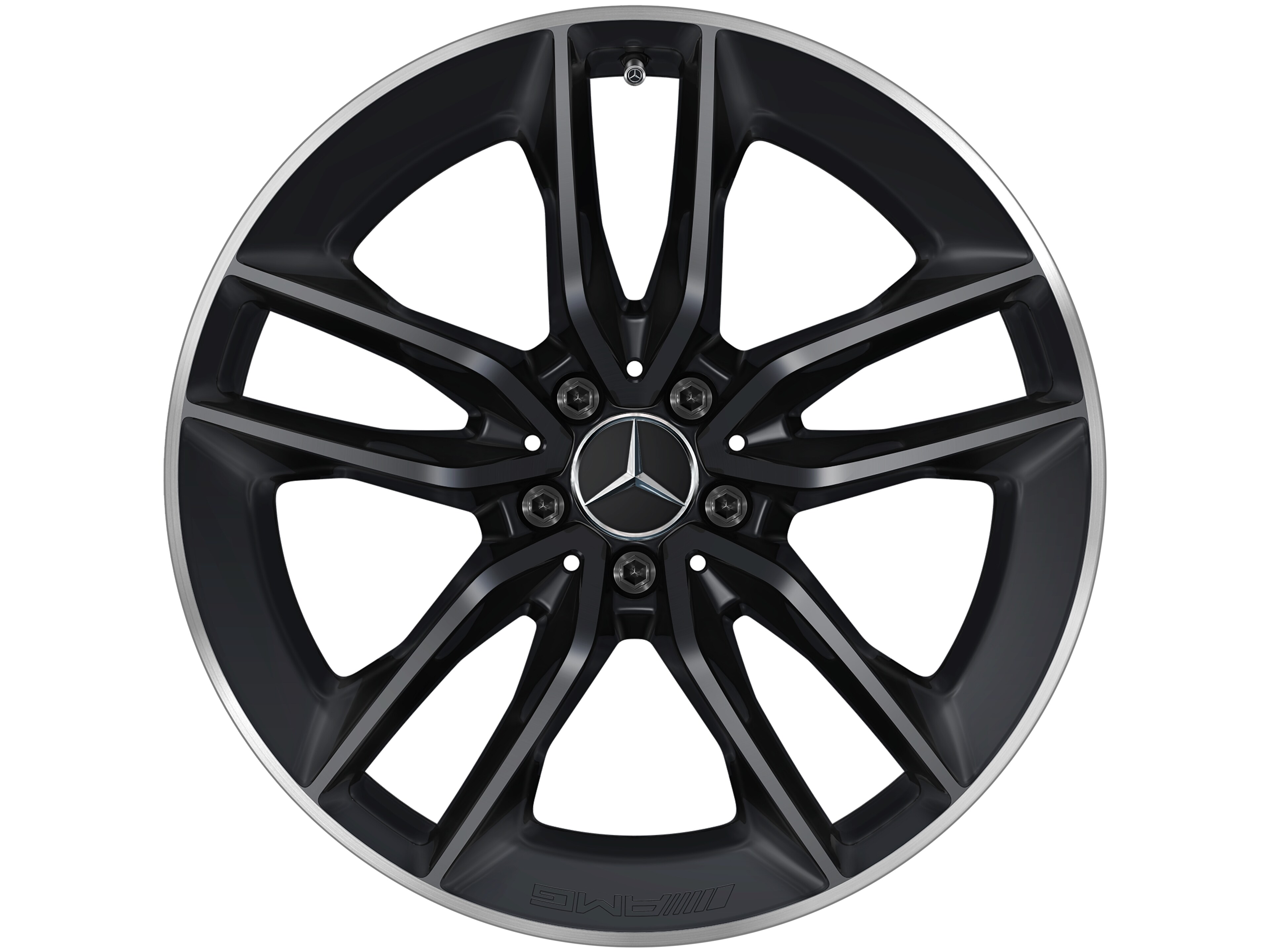 AMG 5-twin-spoke wheel, 50.8 cm (20-inch), High-sheen rim flange - 9 J x 20 ET 28, matt black, high-sheen rim flange