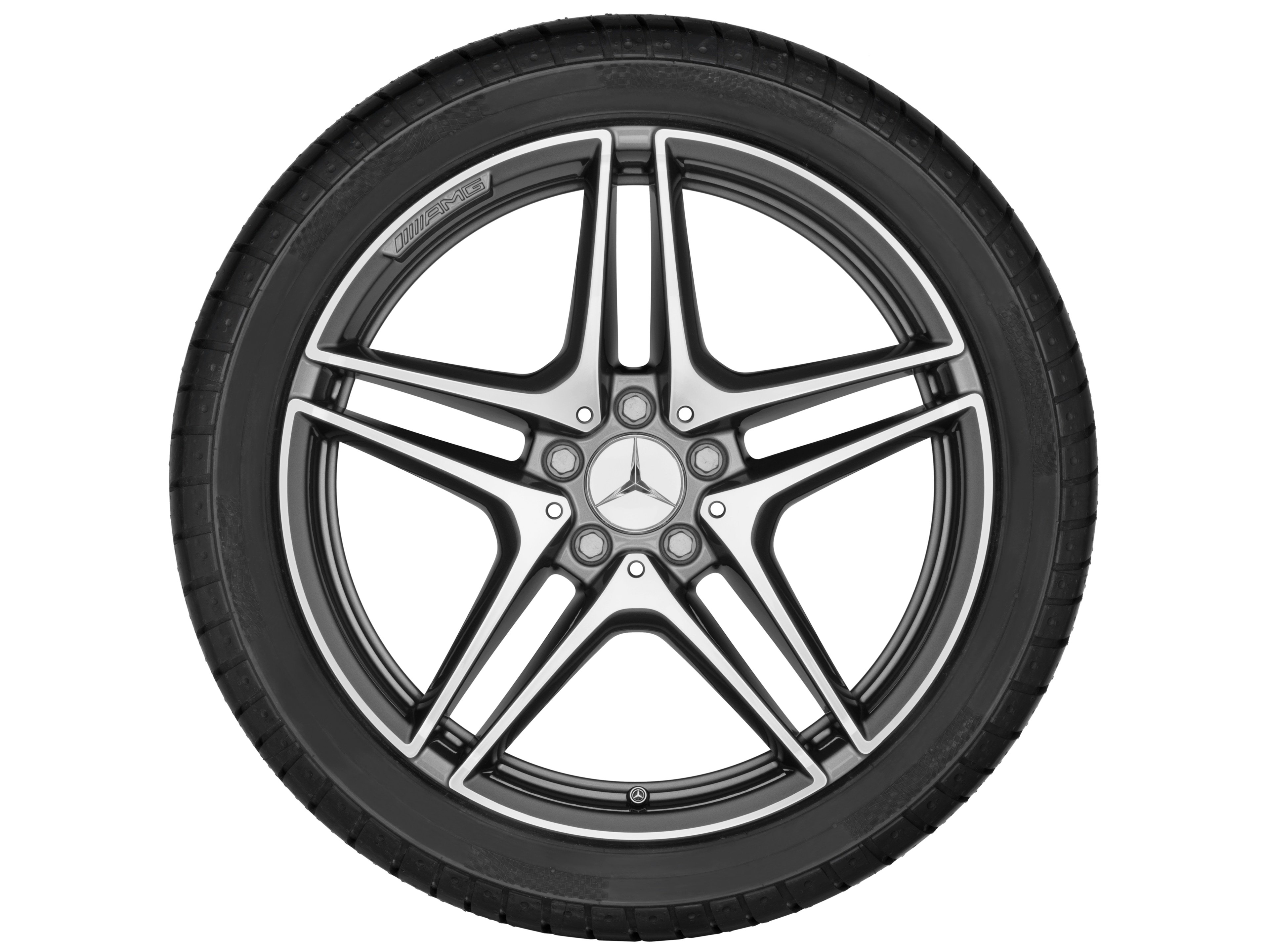 AMG 5-twin-spoke wheel, 48.3 cm (19-inch) - 8,5 J x 19 ET 38, titanium grey, high-sheen