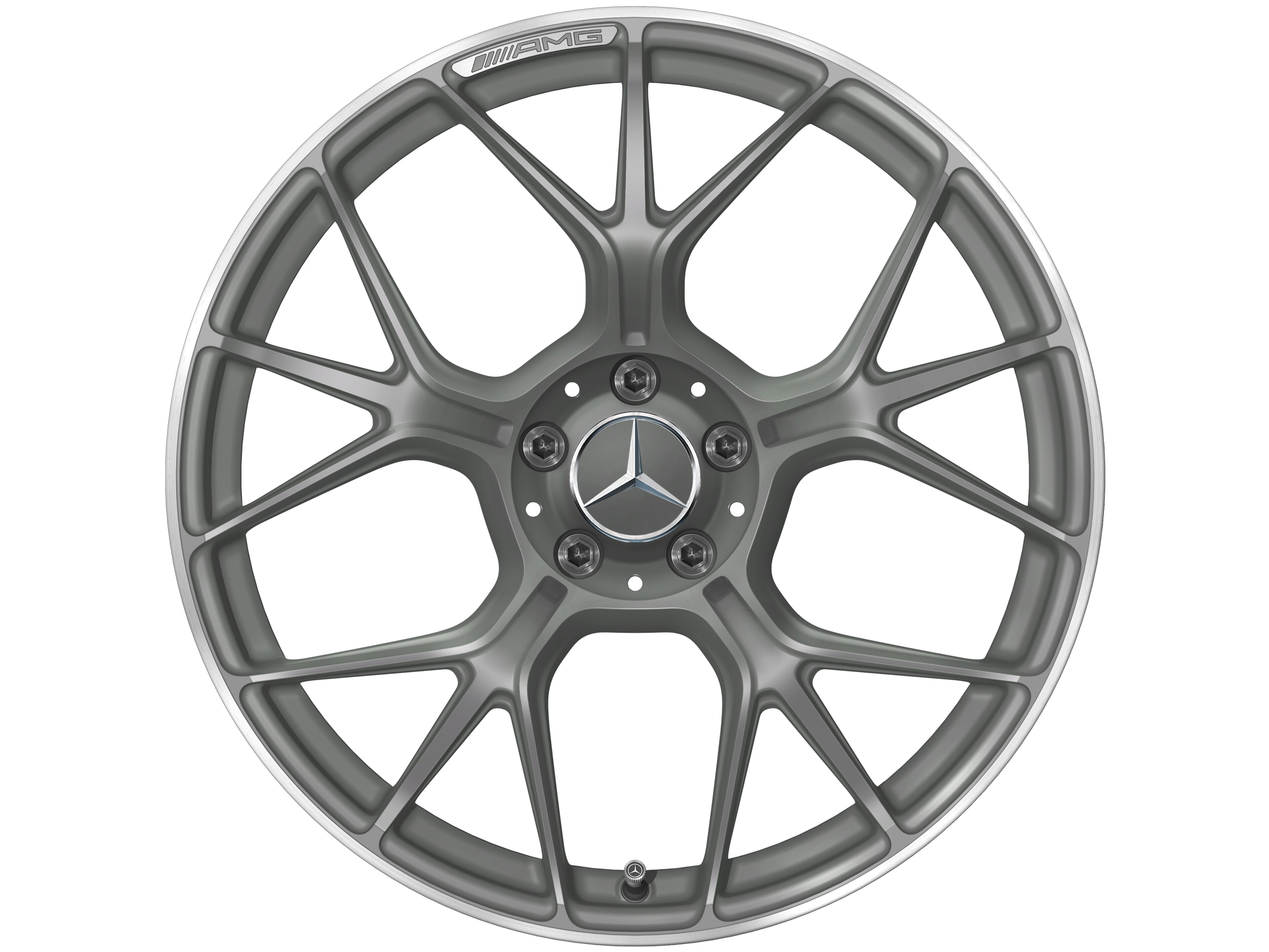 AMG forged wheel in cross-spoke design, 50.8 cm (20-inch), High-sheen rim flange - 9,5 J x 20 ET 19, matt himalaya grey, high-sheen rim flange