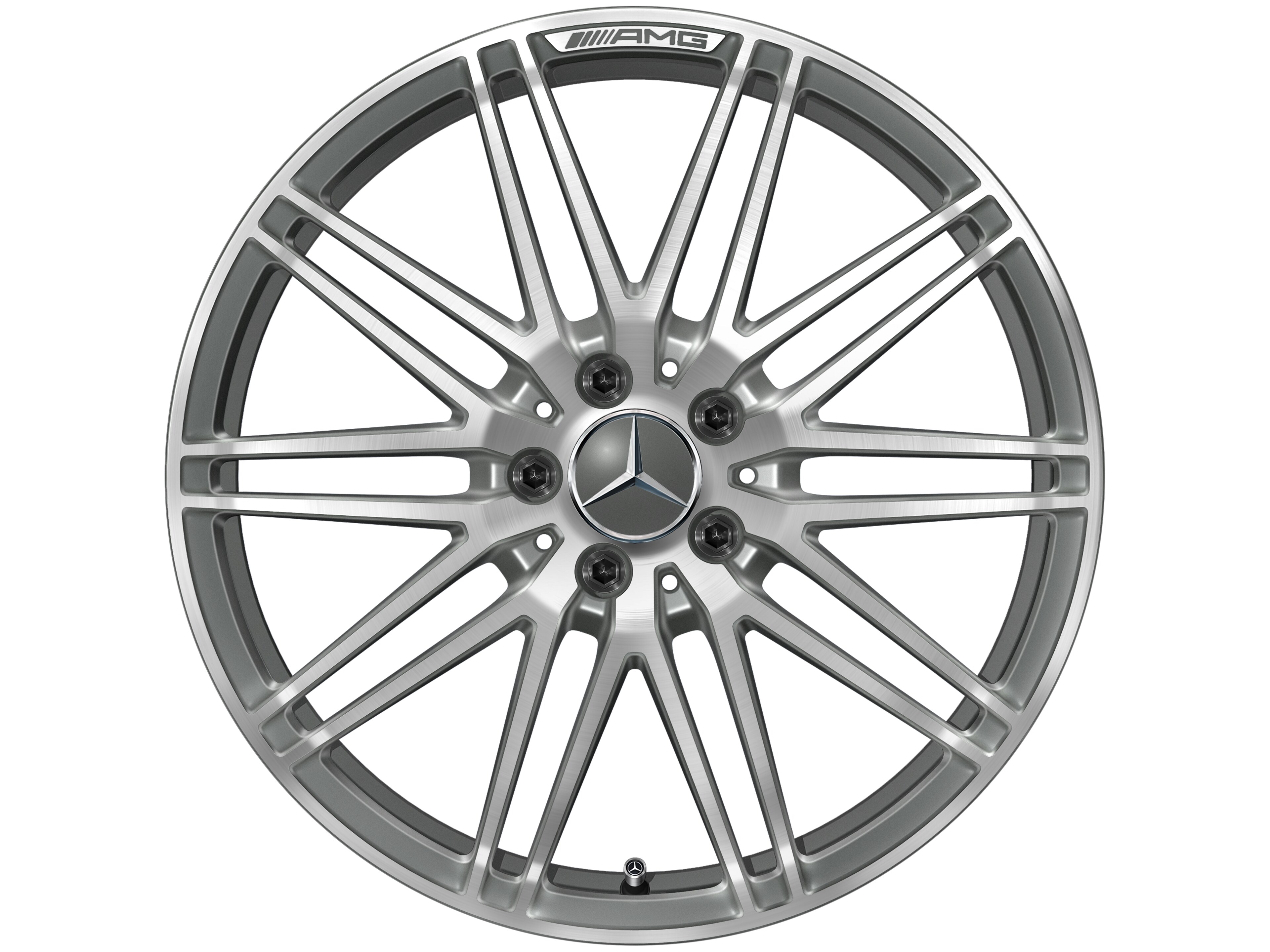 AMG forged wheel in 10-spoke design, 50.8 cm (20-inch) - 11 J x 20 ET 68, titanium grey, high-sheen