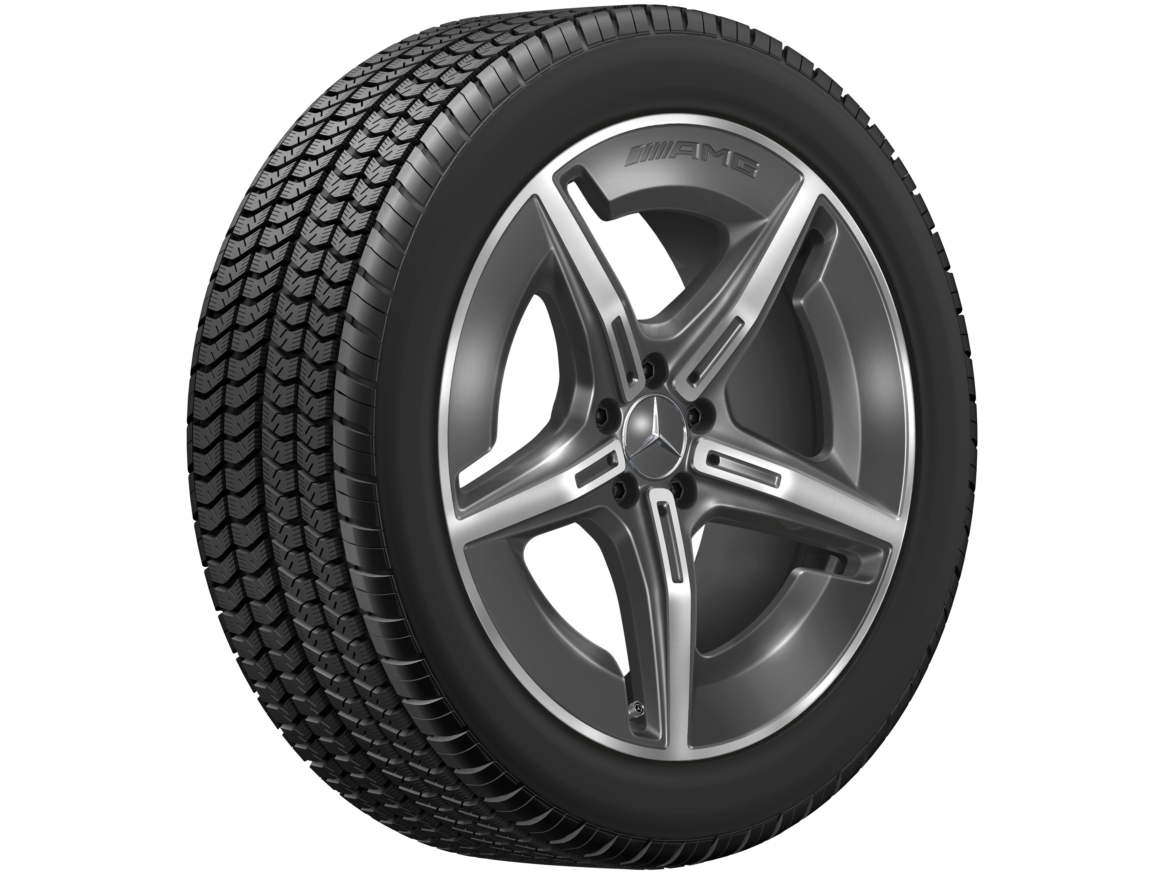 AMG light-alloy wheel, in 5-spoke design, 50.8 cm (20-inch), aerodynamically optimized - 9,5 J x 20 ET 58,2, tantalite grey, high-sheen