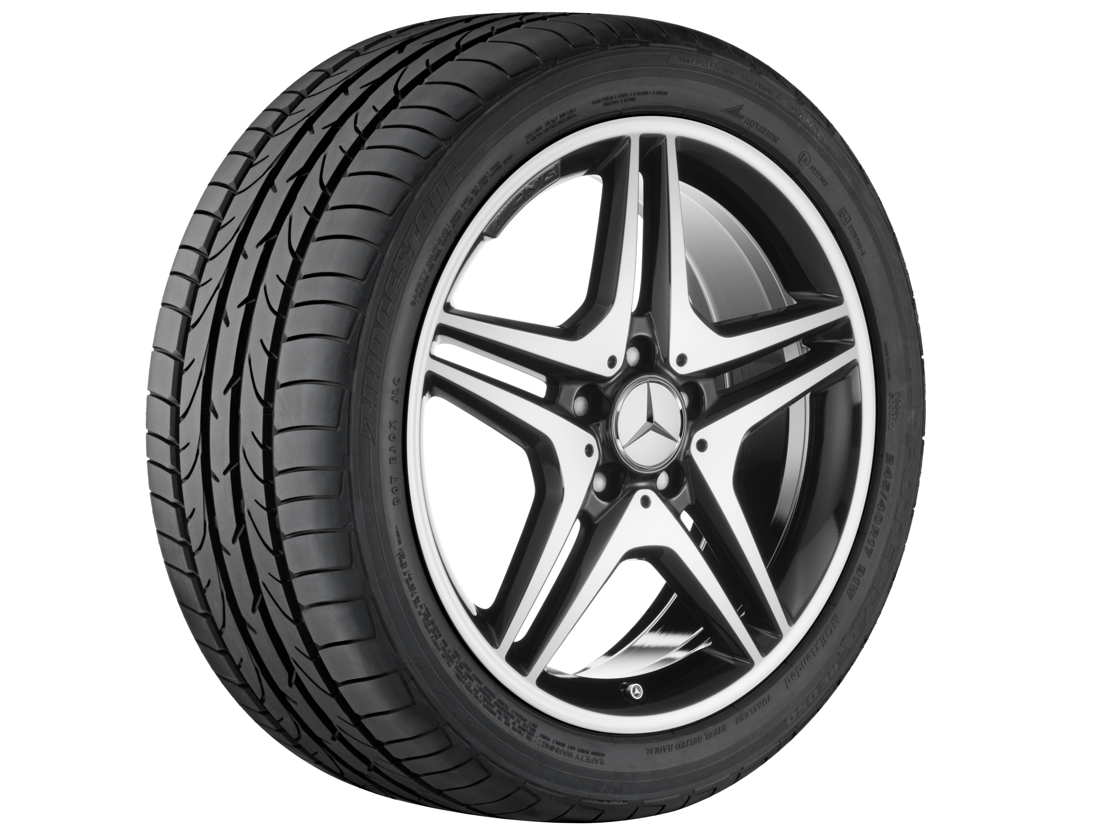 AMG 5-twin-spoke wheel, 45.7 cm (18-inch) - 7,5 J x 18 ET 52, black, high-sheen