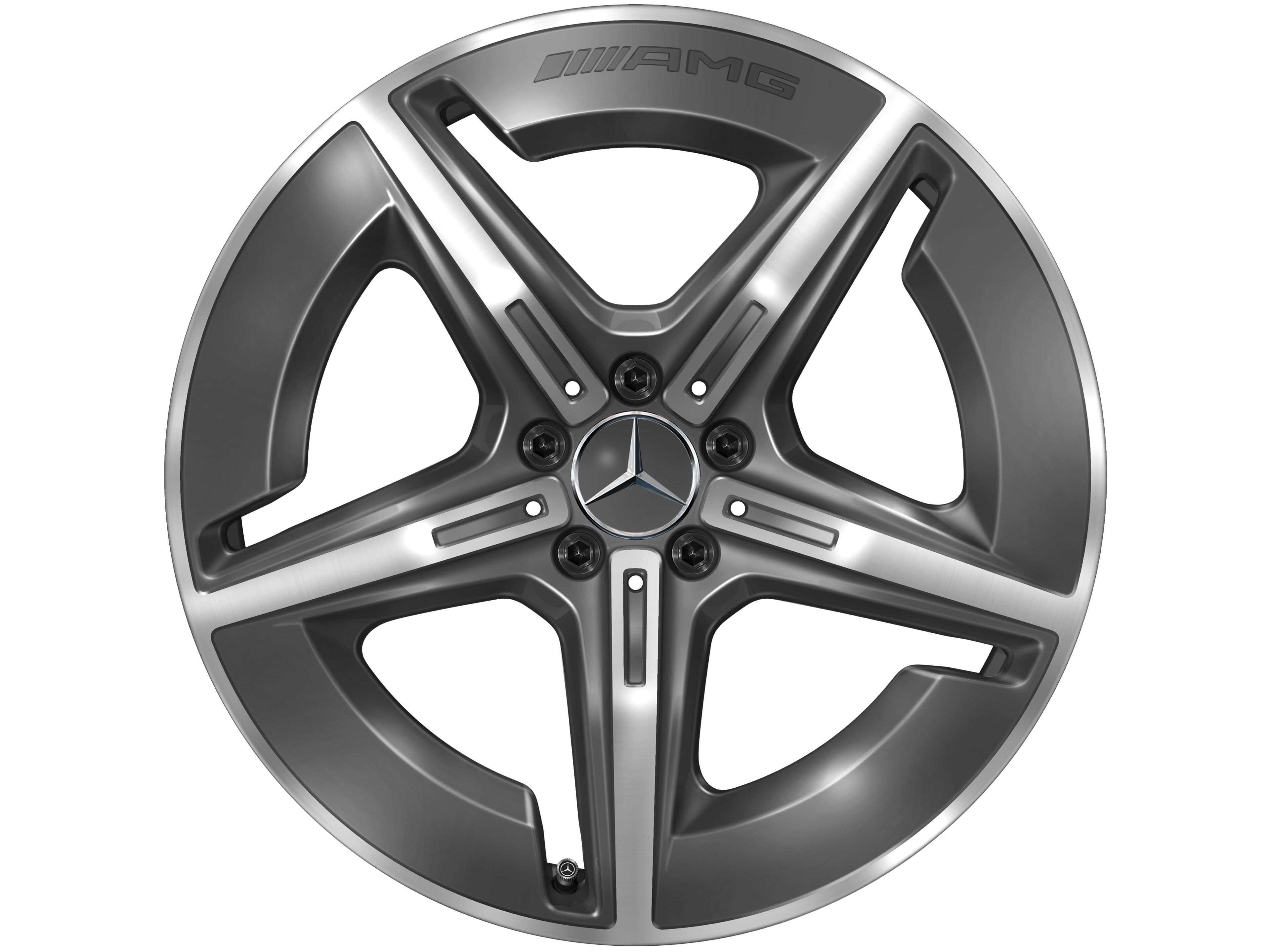 AMG light-alloy wheel, in 5-spoke design, 50.8 cm (20-inch), aerodynamically optimized - 9,5 J x 20 ET 58,2, tantalite grey, high-sheen